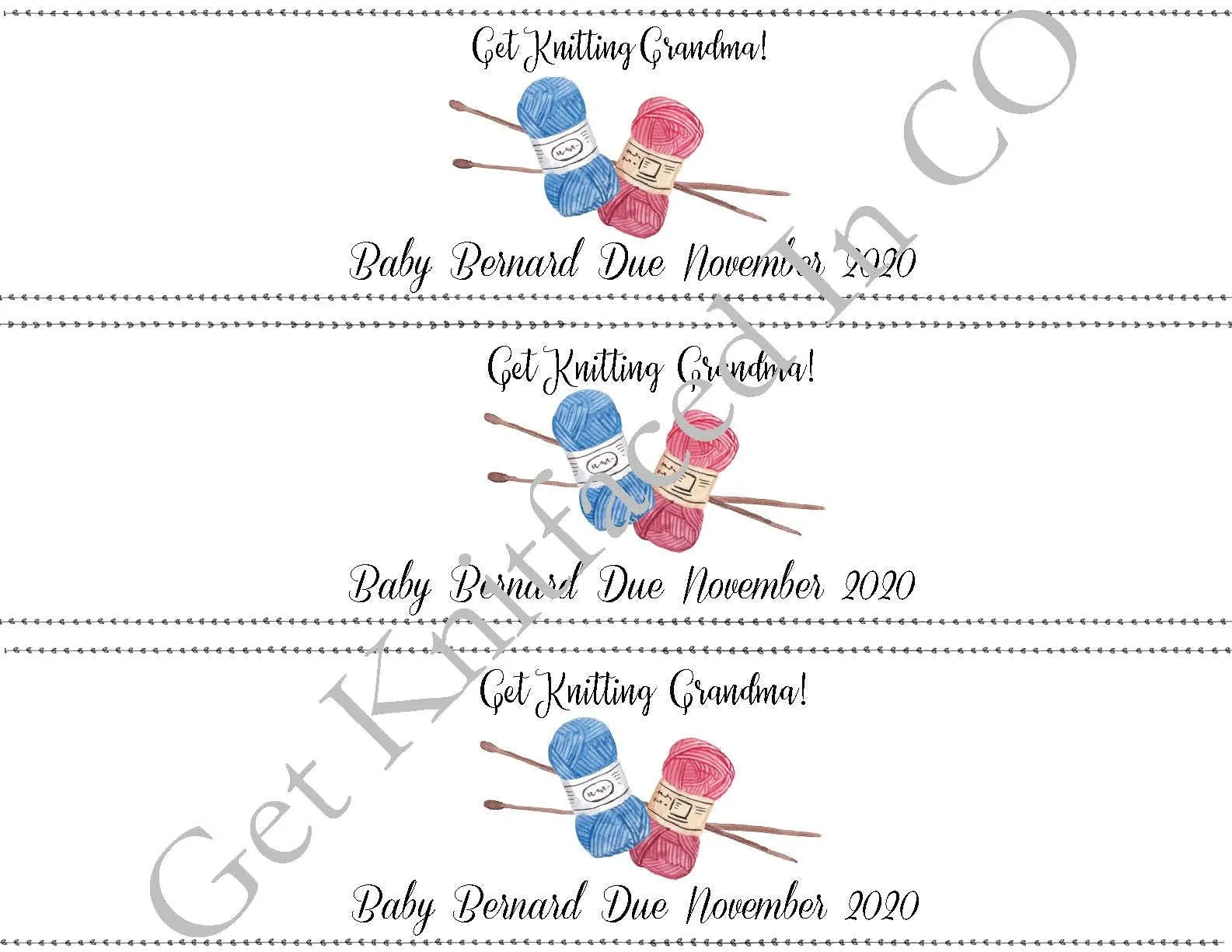 Get Knitting Grandma - PDF File Only - Custom Printable Pregnancy Announcement Label