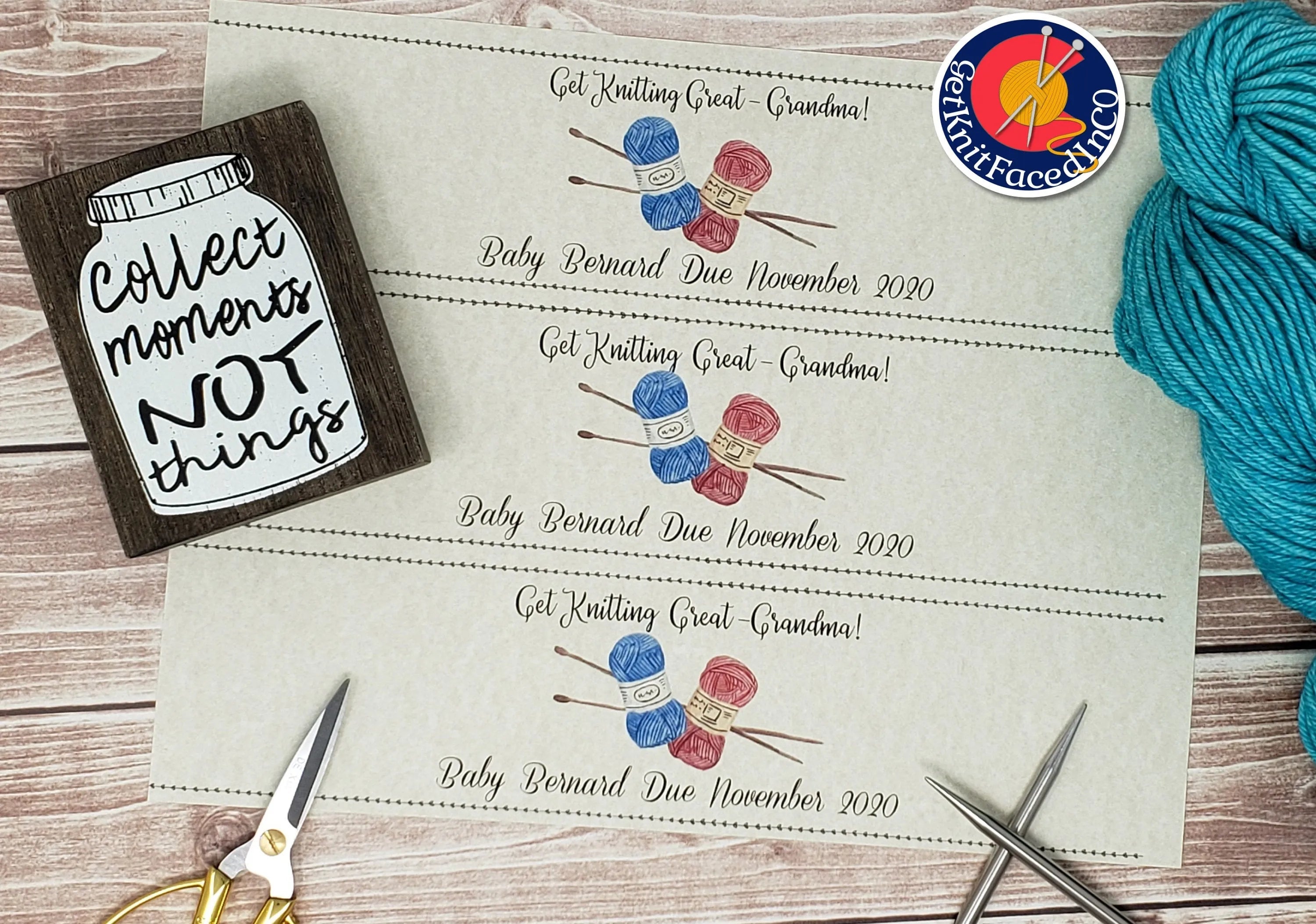 Get Knitting Great Grandma - Custom Printable Pregnancy Announcement Label - PDF File Only
