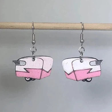 Shasta Camper Wooden Earrings | Retro Travel Trailer Jewelry