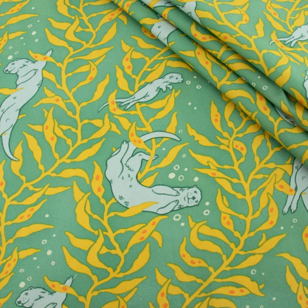 Otters Mid Blue Organic Poplin