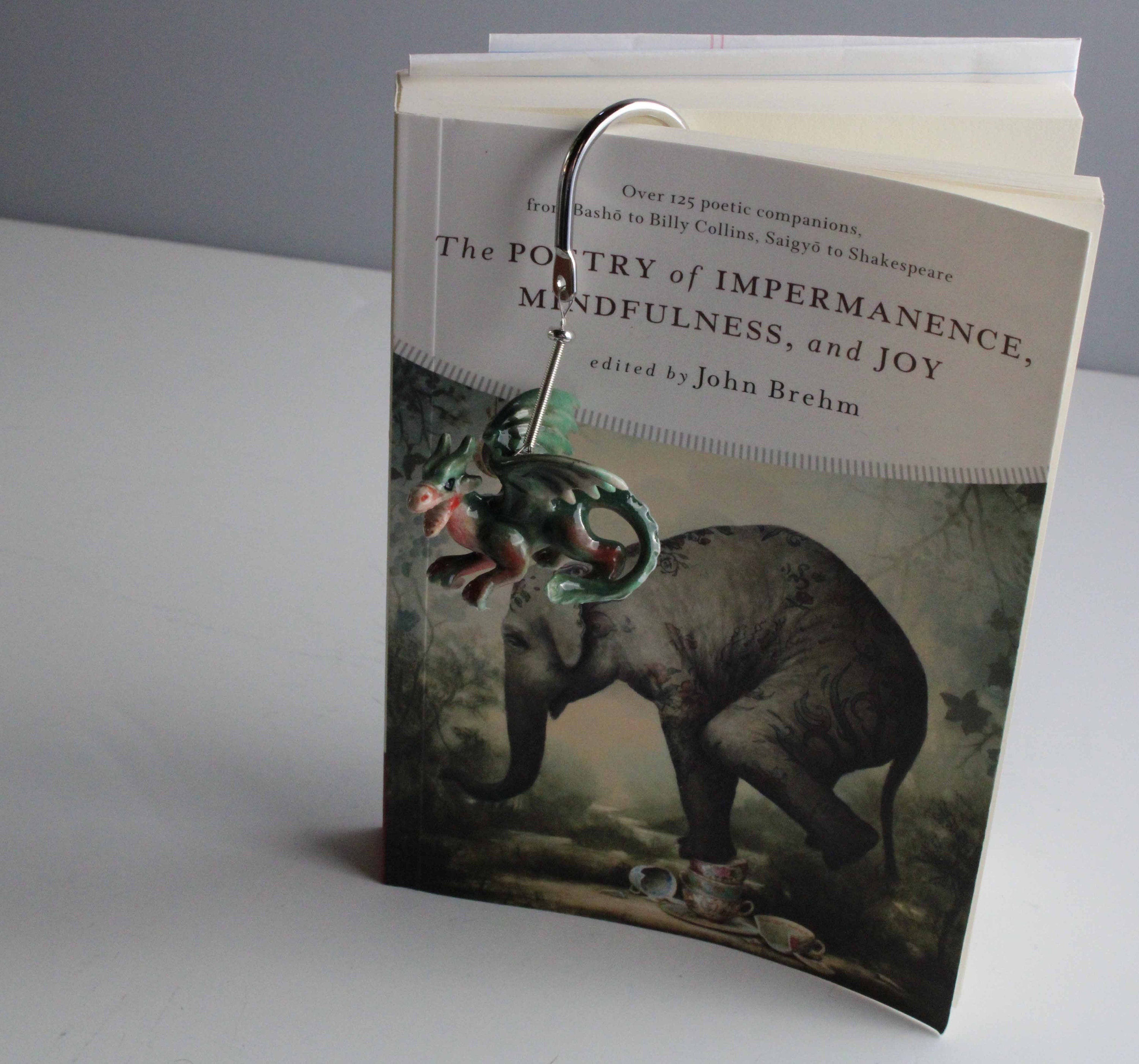 Dragon Metal Bookmark gift featuring a green dragon for a reader; a unique gift for fantasy lovers and gamers.