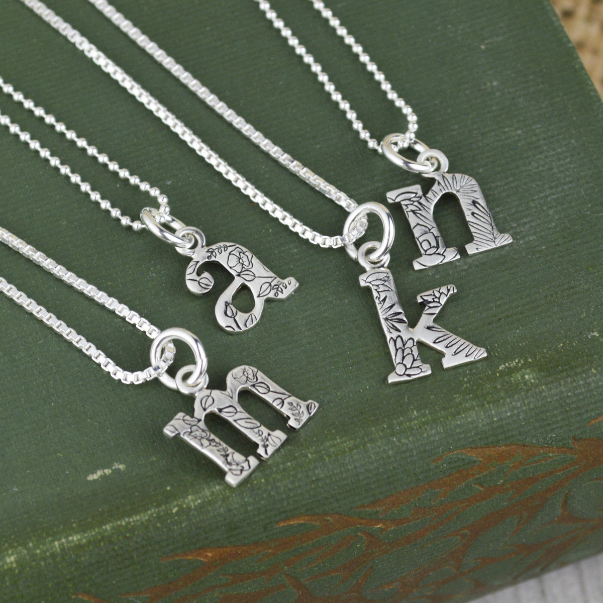 Stamped Custom Initial Necklace in Sterling Silver