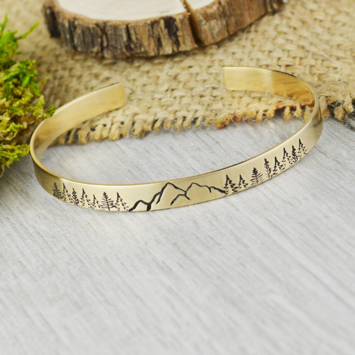 Inspirational Mountain Stacking Cuff
