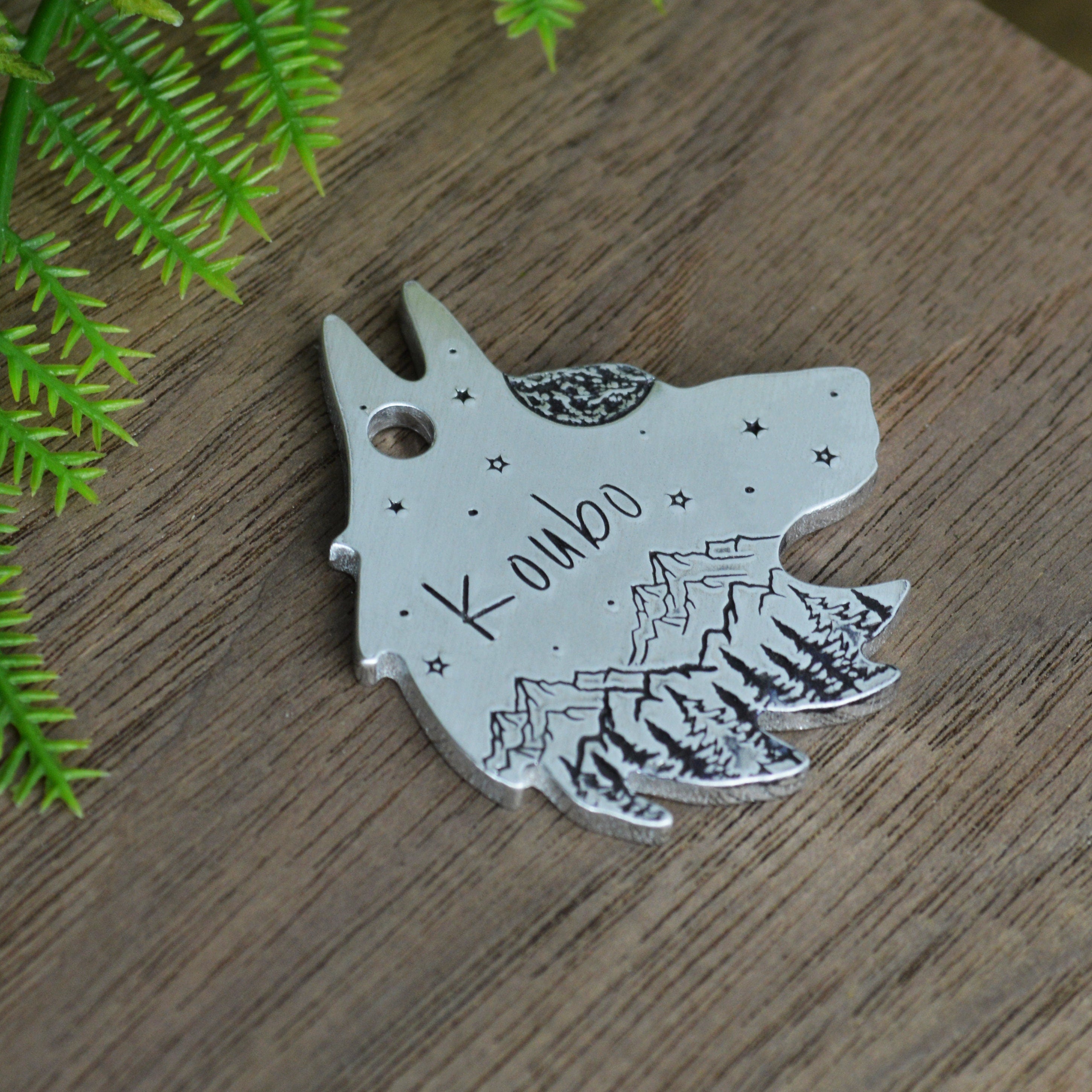Moonlit Range Handstamped Pet ID Tag