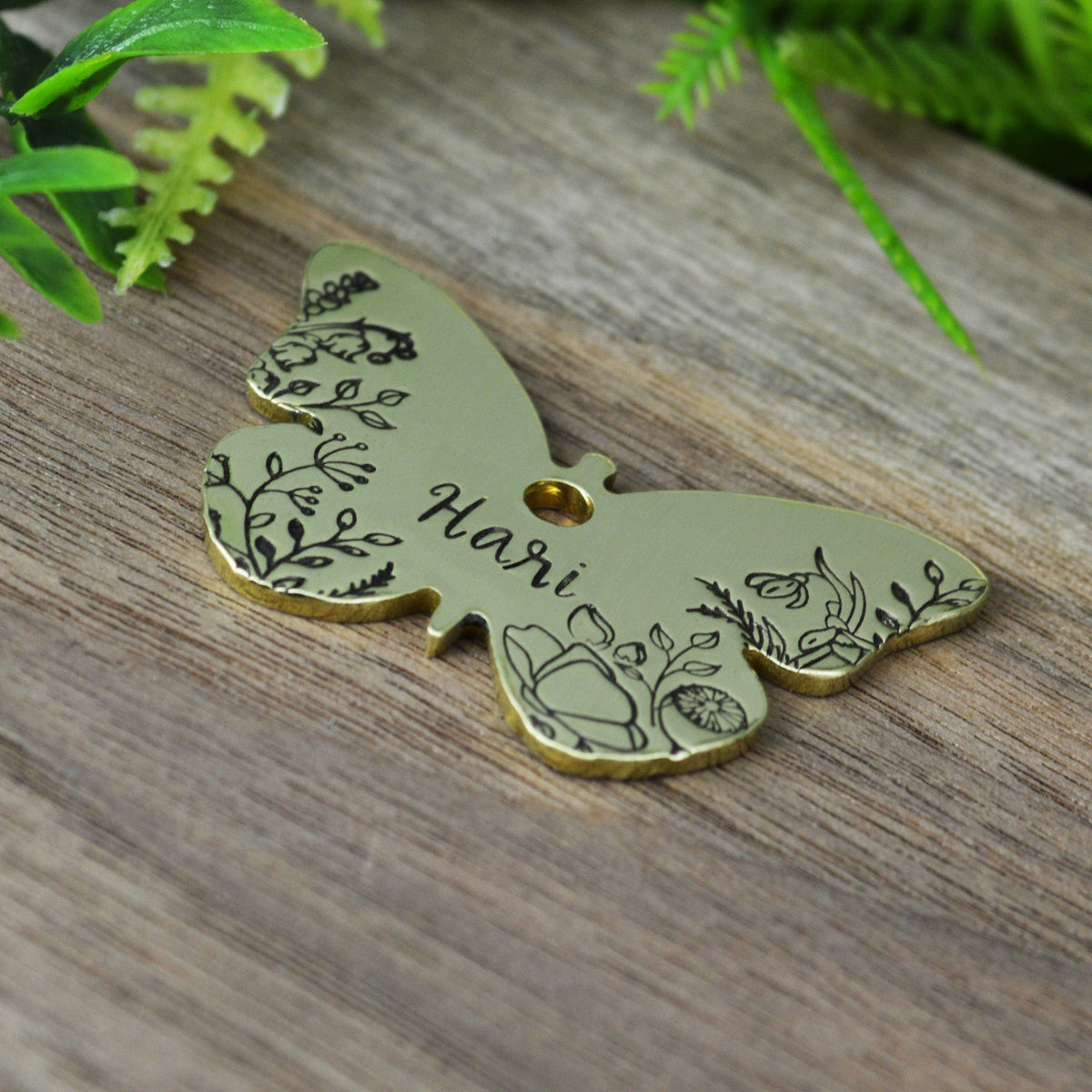 Spring Blooms Hand Stamped Dog Collar Tag