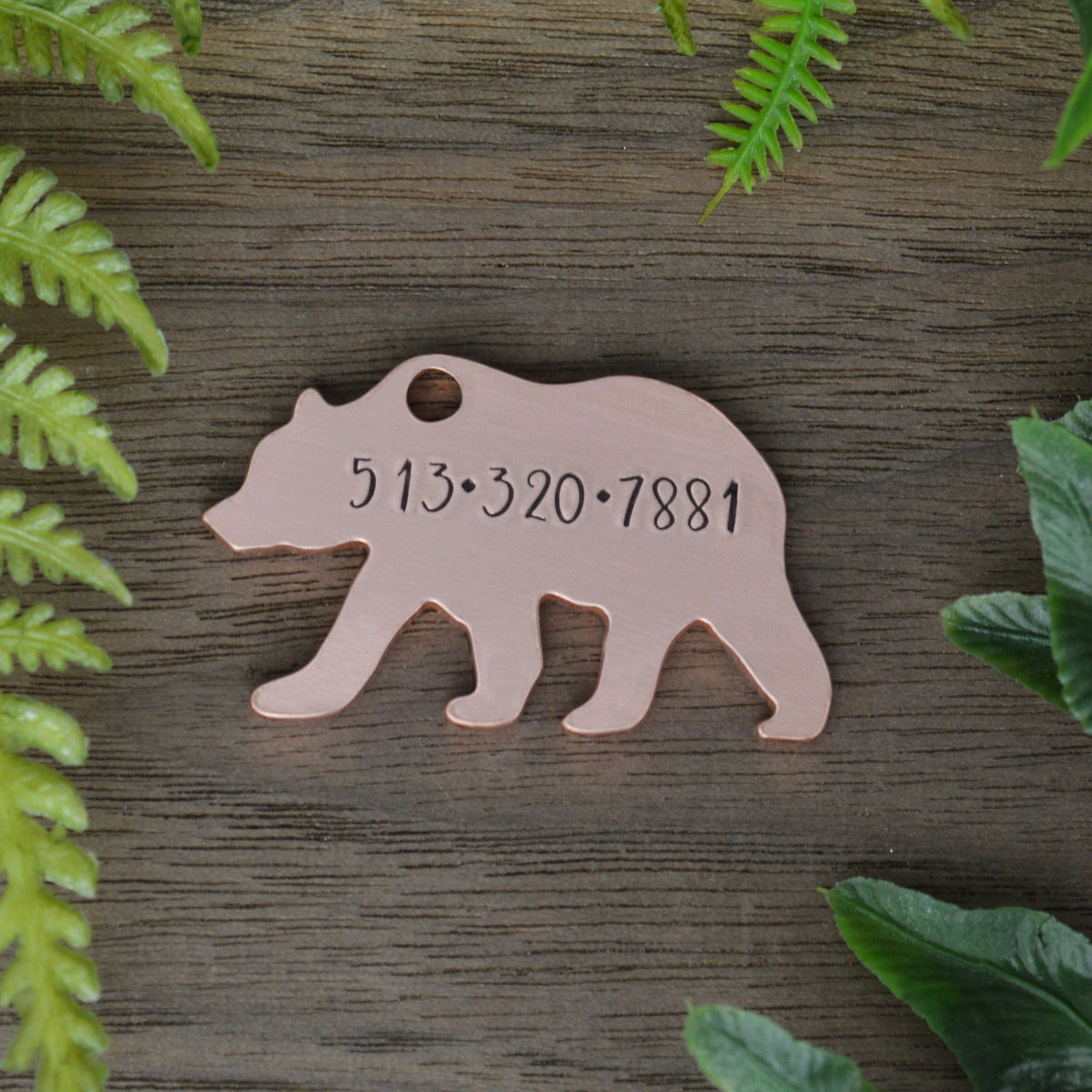 Bear on the Peaks Hand Stamped Dog Collar Tag