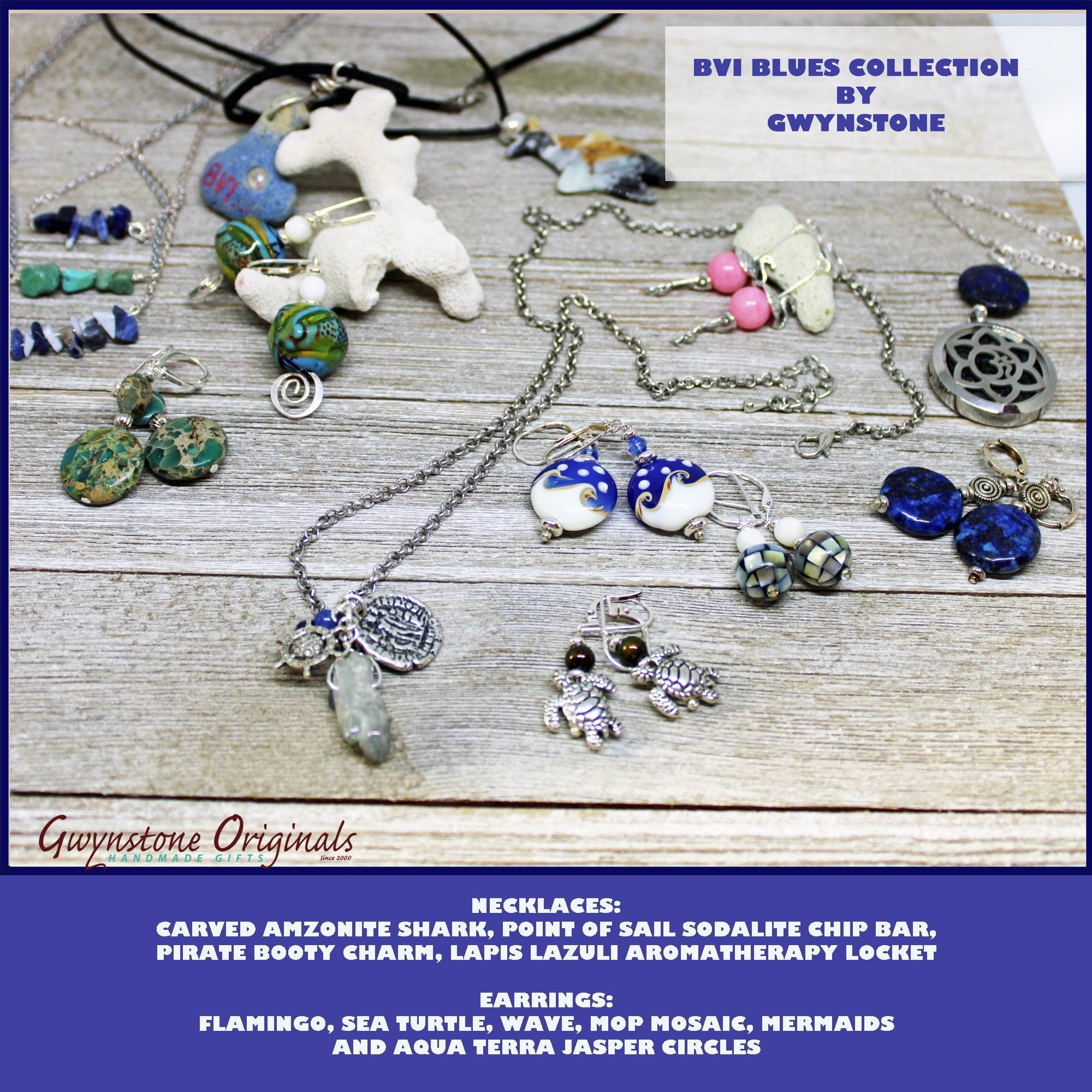 Aqua Terra Stone Earrings displayed in a beautiful gift box, ideal gift for a zen woman, featuring soothing aqua and tan hues.