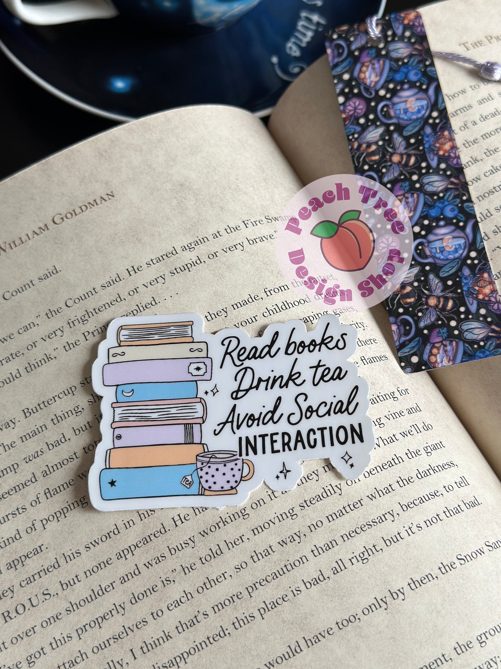 Tea and Books Sticker, Introverted Reader Sticker