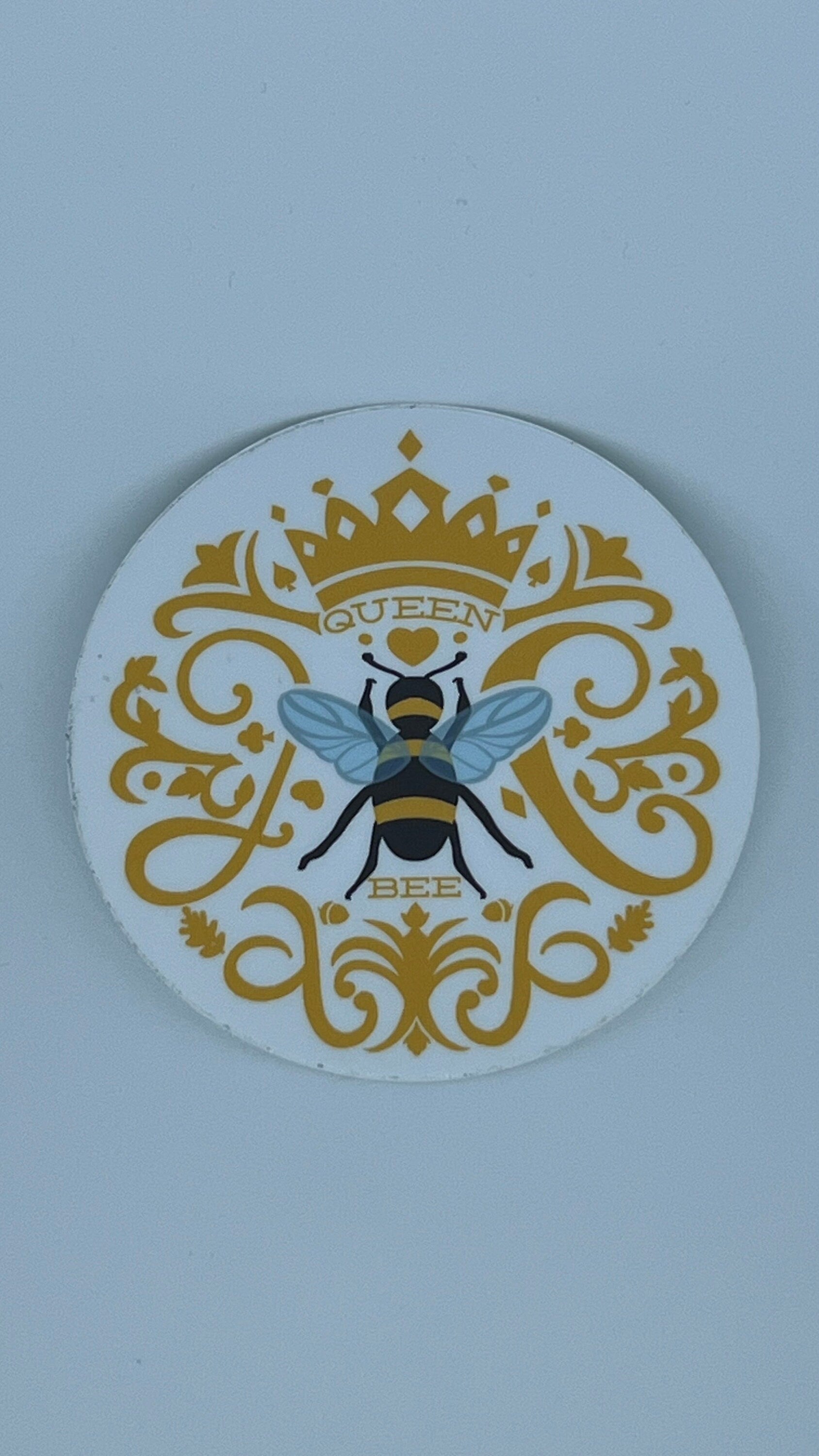 Queen Bee Sticker | Vintage Crown Illustration, Waterproof Vinyl Decal