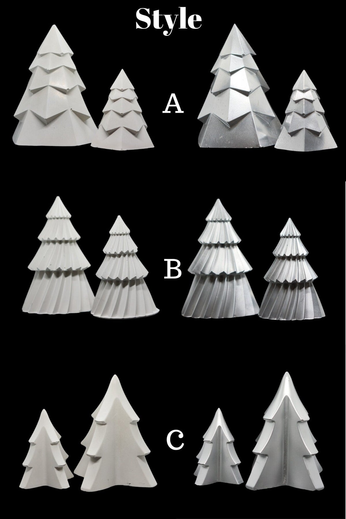 Handmade Concrete Christmas Trees- Set Of 2