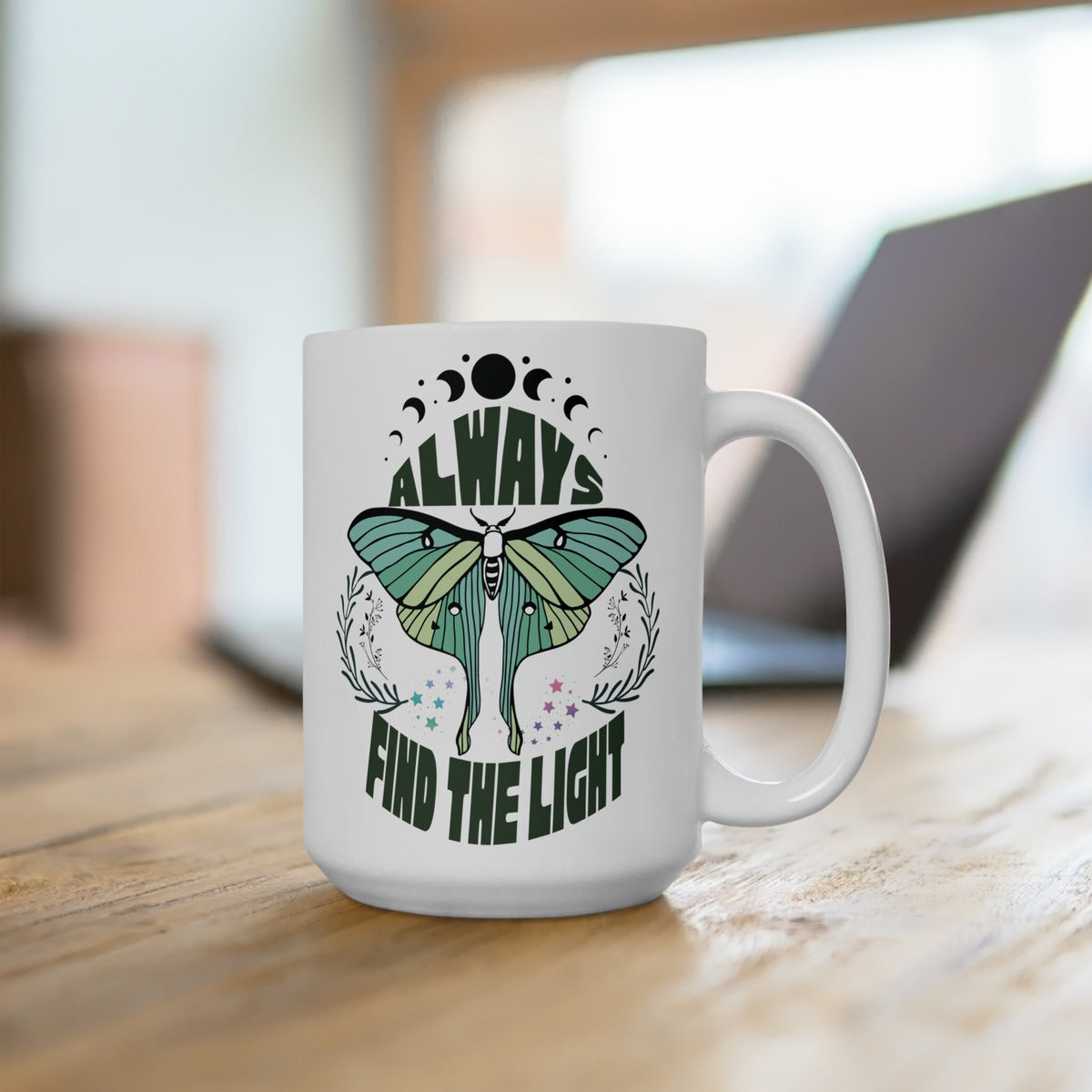 Luna moth mug, moon phases mug for gift, inspirational birthday gift for coworkers, whimsigoth gift for best friend, witchy