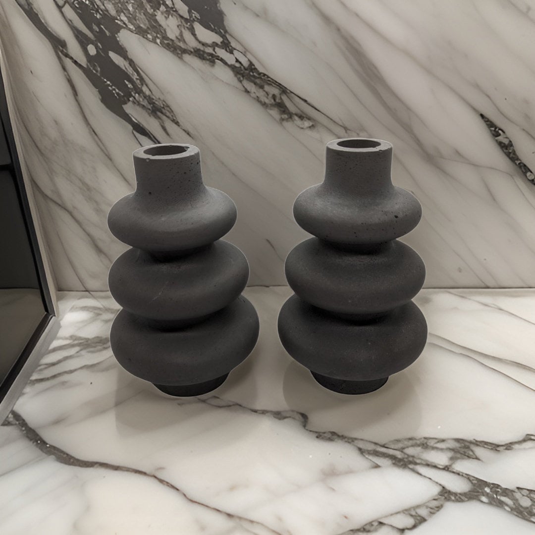 Modern Stacked Bubble Concrete Vase - Grey Geometric Nordic Home Decor - Minimalist Sculptural Bud Vase -Unique Industrial Housewarming Gift