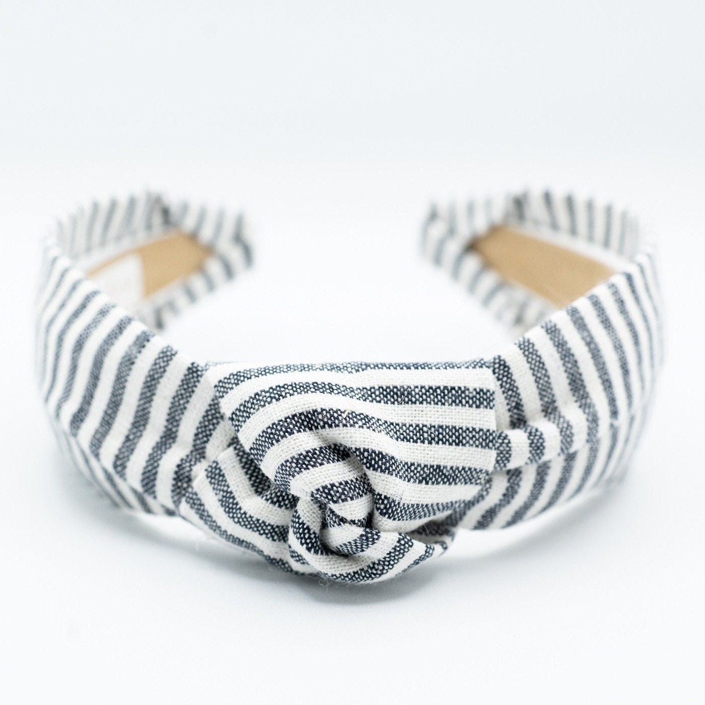 Striped Knot Headband, Linen Cotton Blend, Comfortable Alice Band