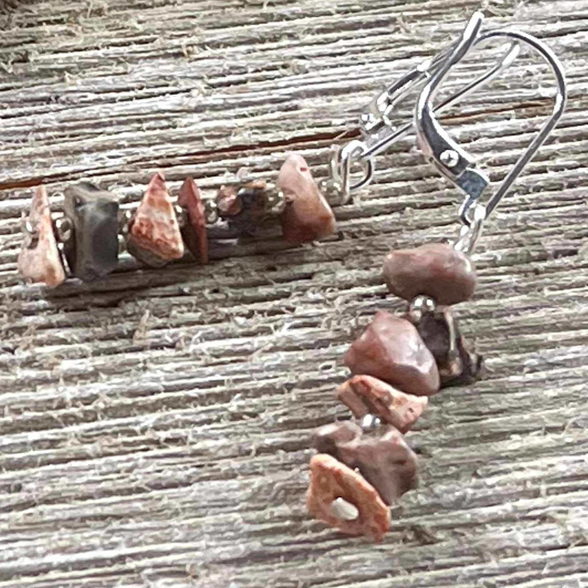 Double Strand Mixed Jasper Fragment Necklace showcasing the earthy tones and textures, part of the Jewelry Set designed by Gwynstone for beachcombers.