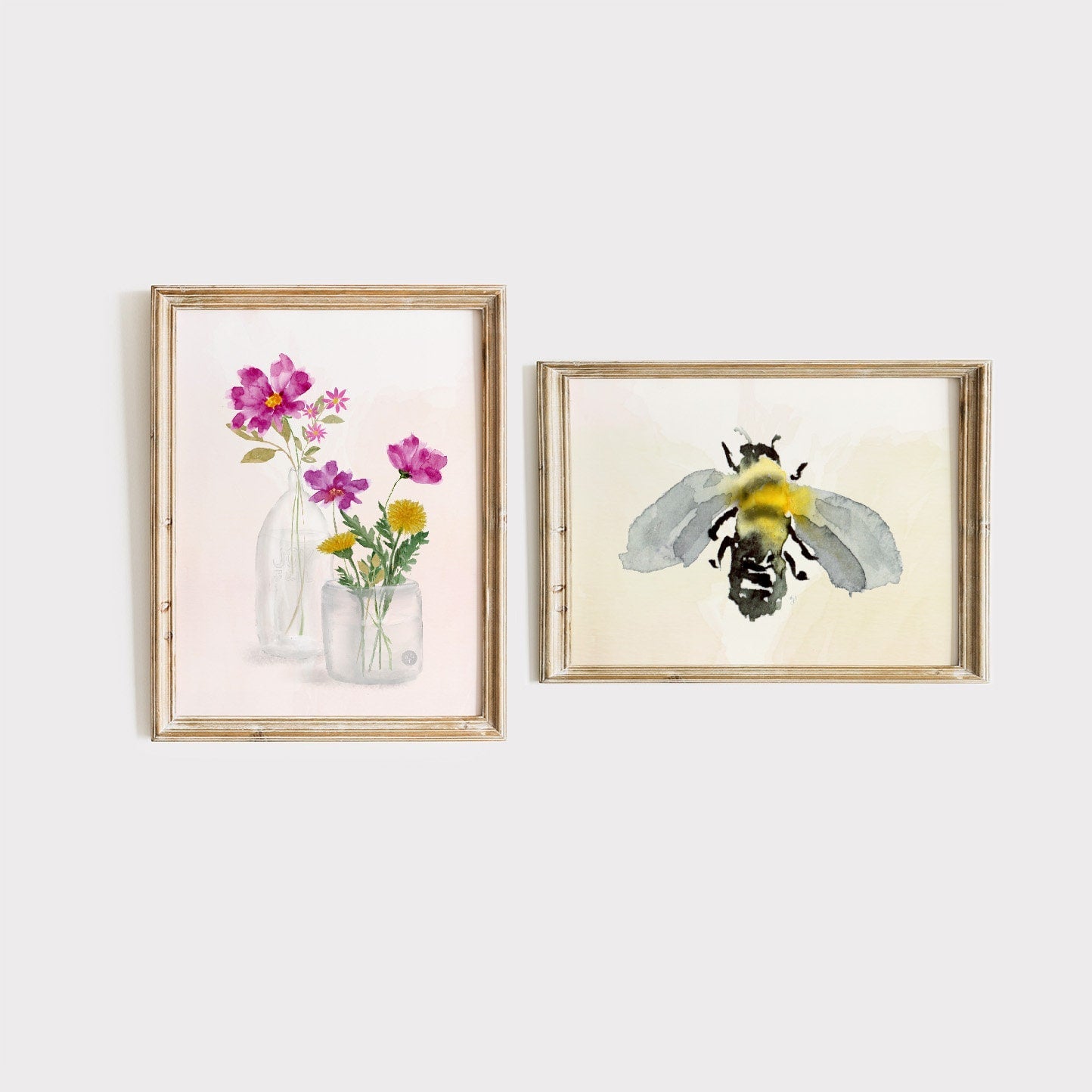 Watercolor Bee Art Print: Honeybee Painting, Unframed