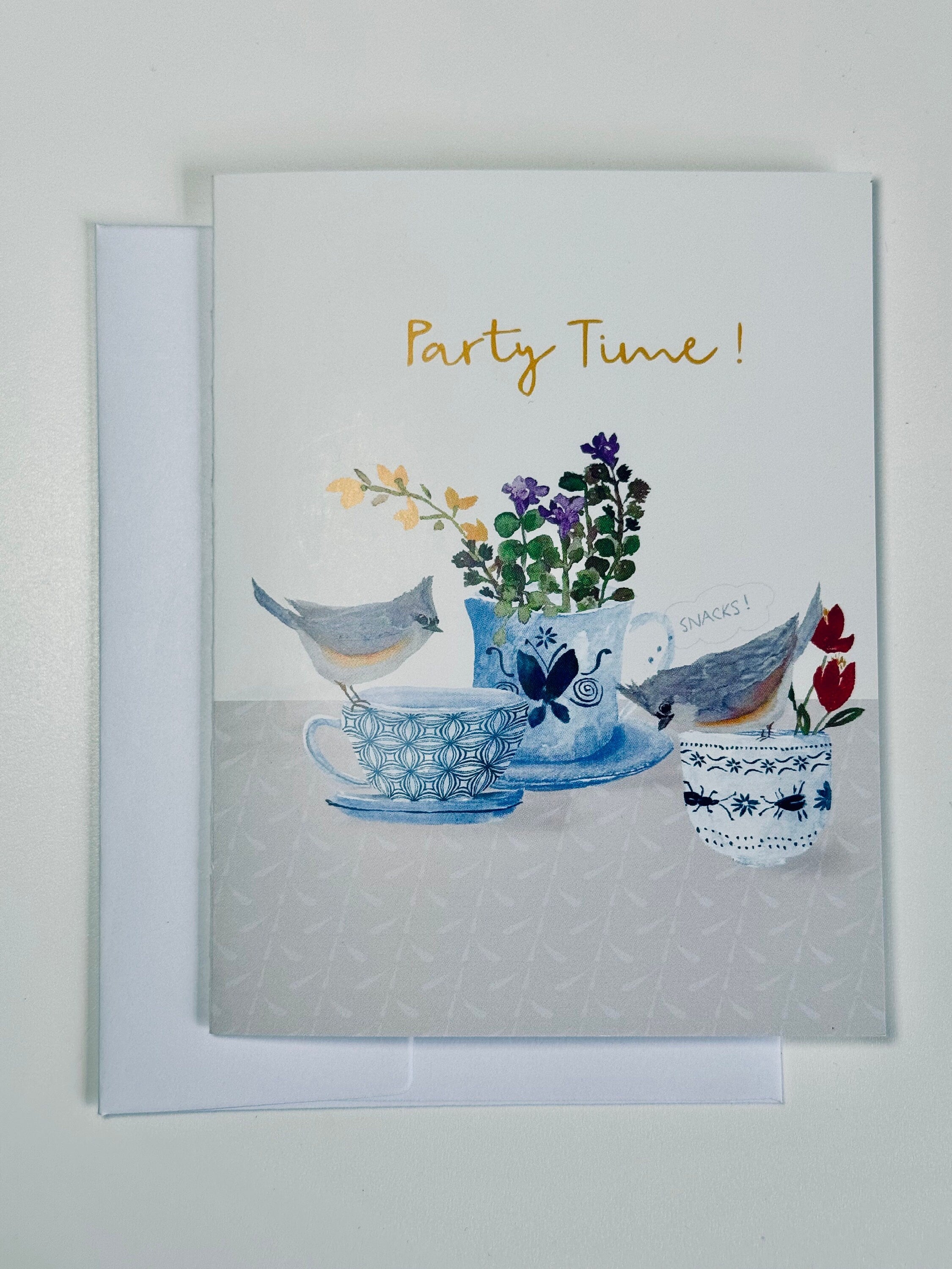 Party Time Tea greeting card, everyday celebration, blank card