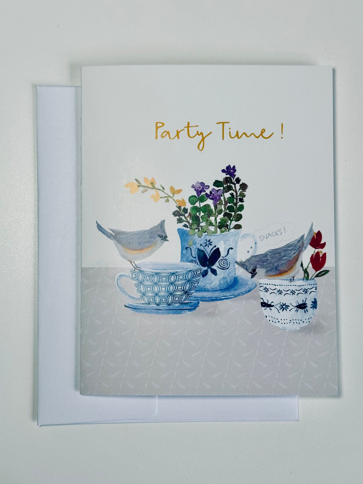 Party Time Tea greeting card, everyday celebration, blank card