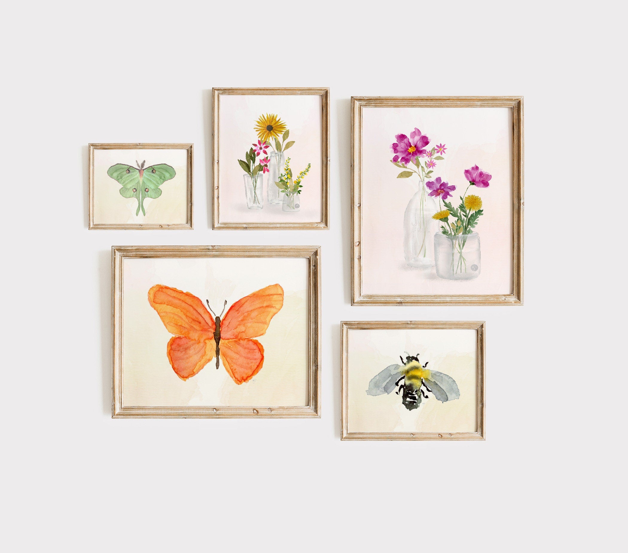 Yellow Wildflower Art Print: Watercolor Floral Vase Illustration