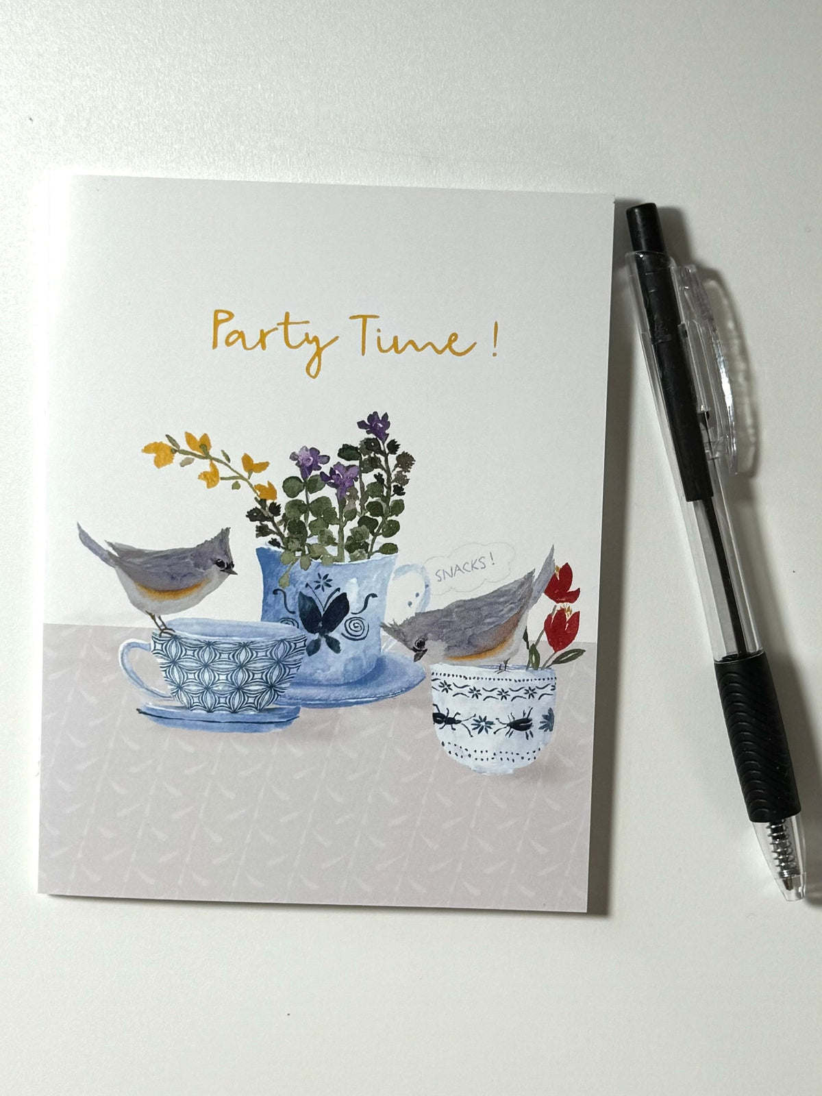 Party Time Tea greeting card, everyday celebration, blank card