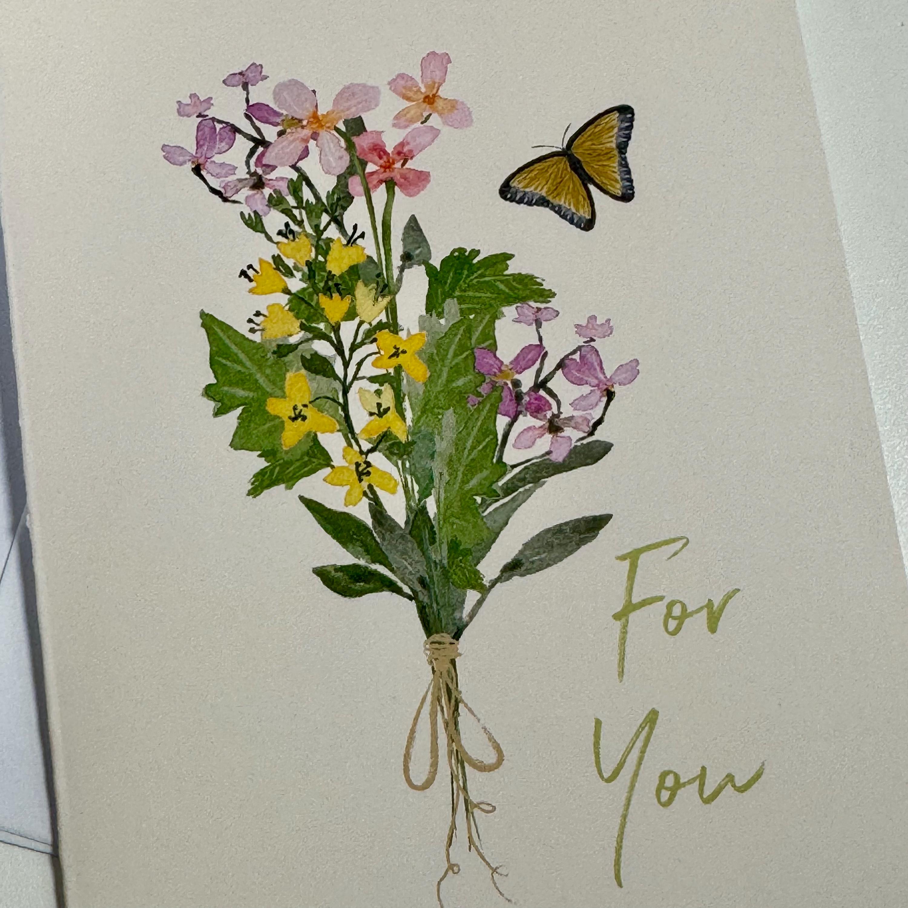 Watercolor Flower Bouquet Card: Friendship, Family, Everyday Gift