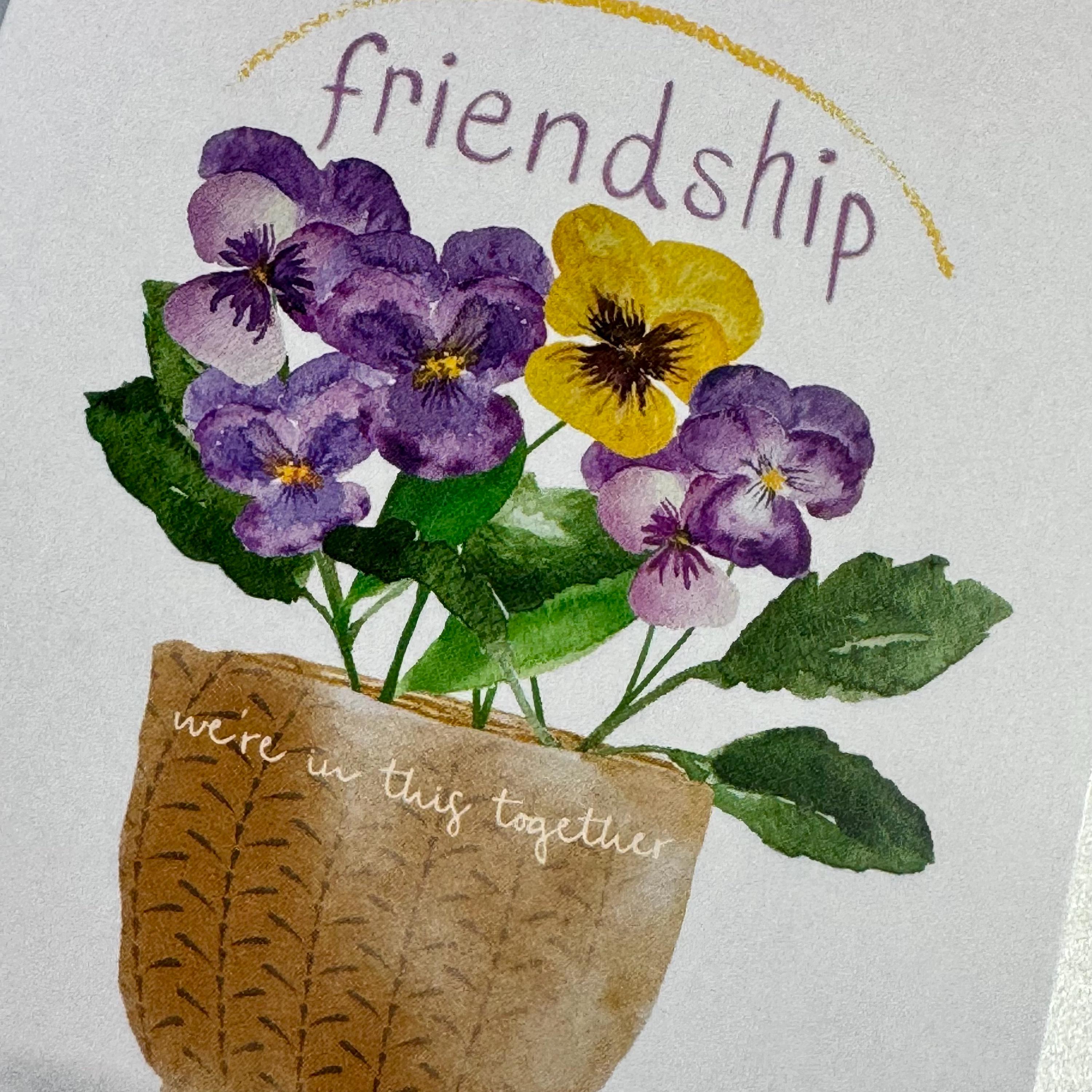 Watercolor Violets Friendship Card: Hand-Painted Blank Greeting