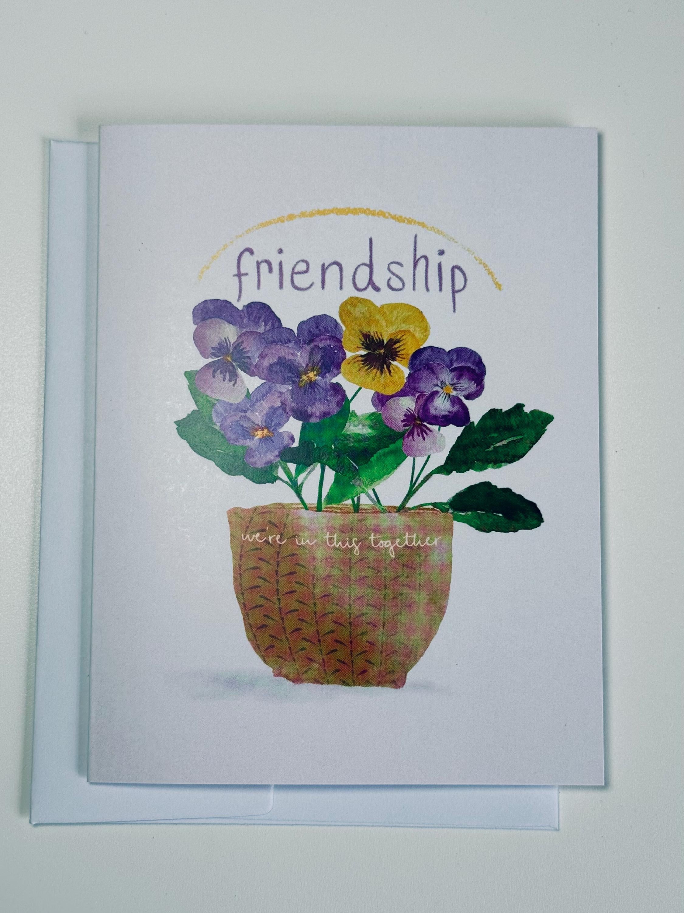 Watercolor Violets Friendship Card: Hand-Painted Blank Greeting