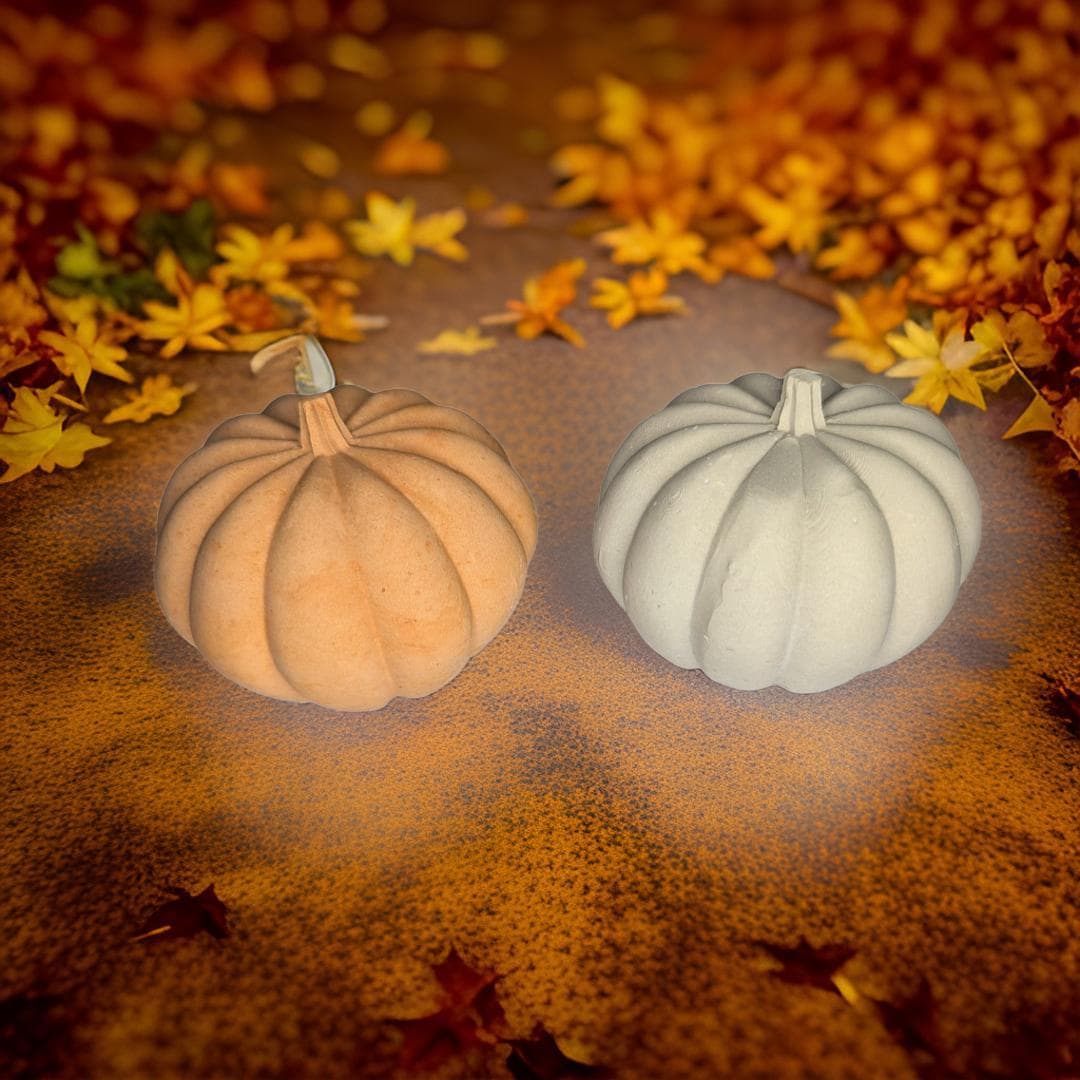 Concrete Pumpkin Decor | Modern Fall Home Decor | Minimalist Thanksgiving Centerpiece | Industrial Autumn Shelf Styling | Orange Pumpkin
