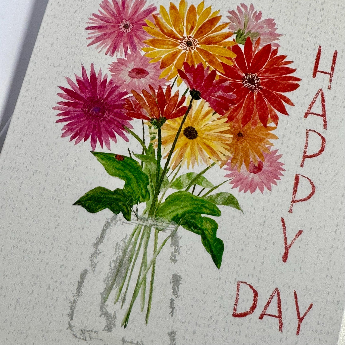 Watercolor Gerbera Daisy Card: Friendship, Inspiration, Happy Day