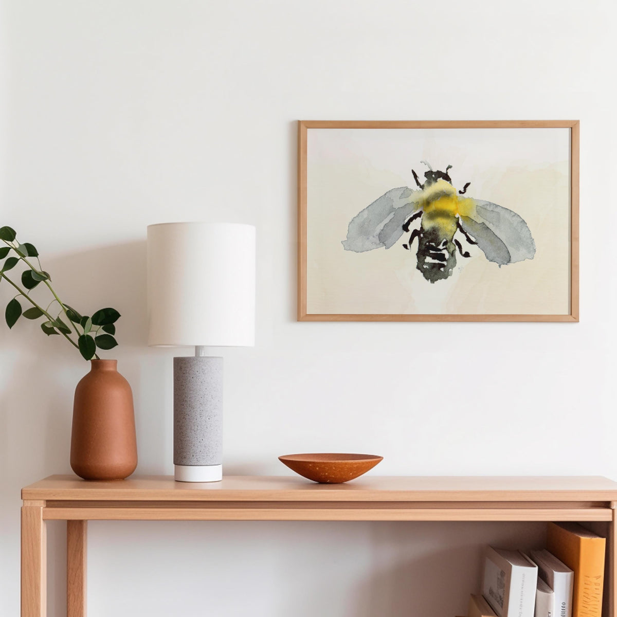 Watercolor Bee Art Print: Honeybee Painting, Unframed