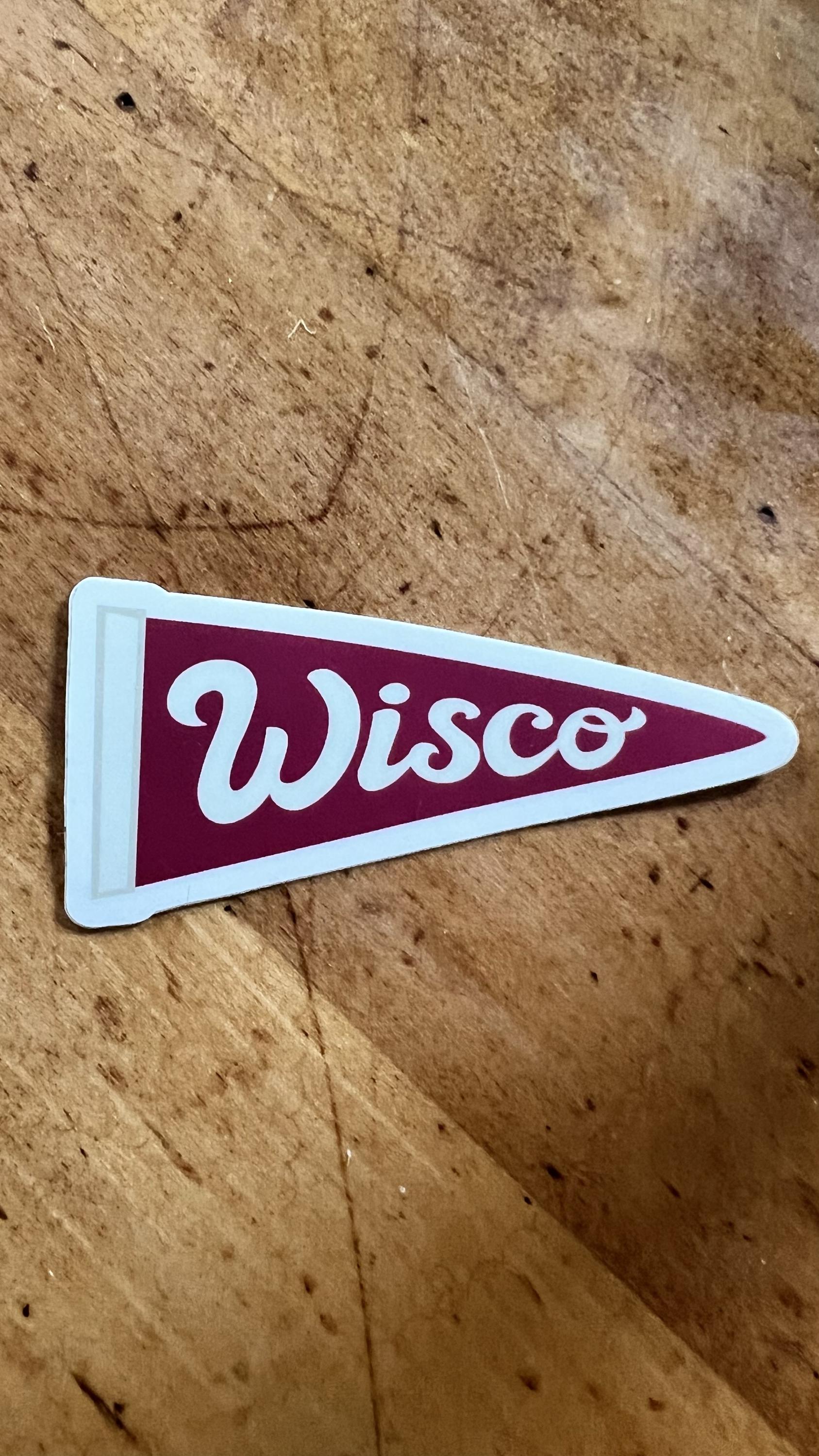 Wisco Pennant Sticker | Retro Wisconsin Pride Vinyl Decal | Laptop Water Bottle Accessory