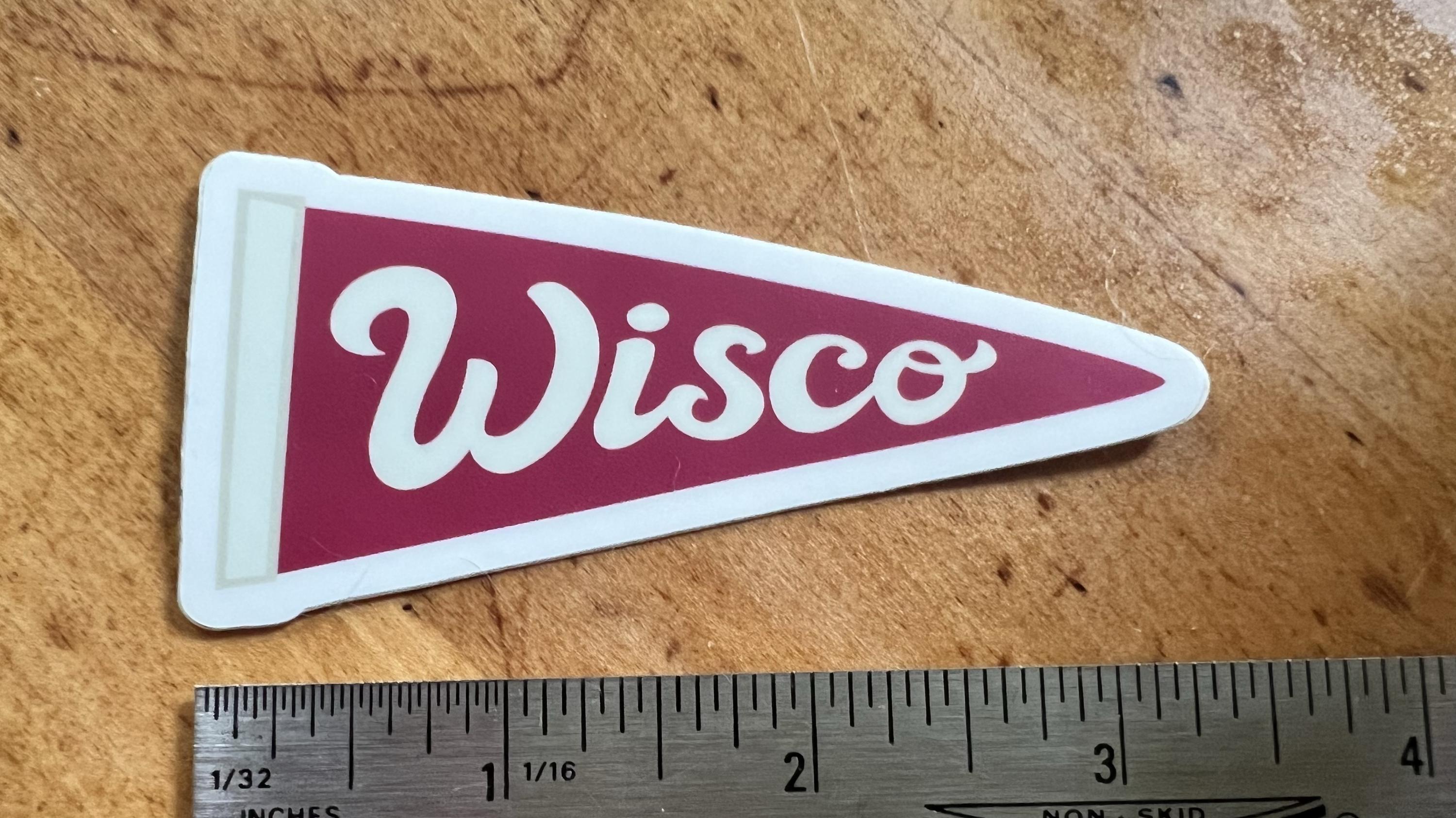 Wisco Pennant Sticker | Retro Wisconsin Pride Vinyl Decal | Laptop Water Bottle Accessory