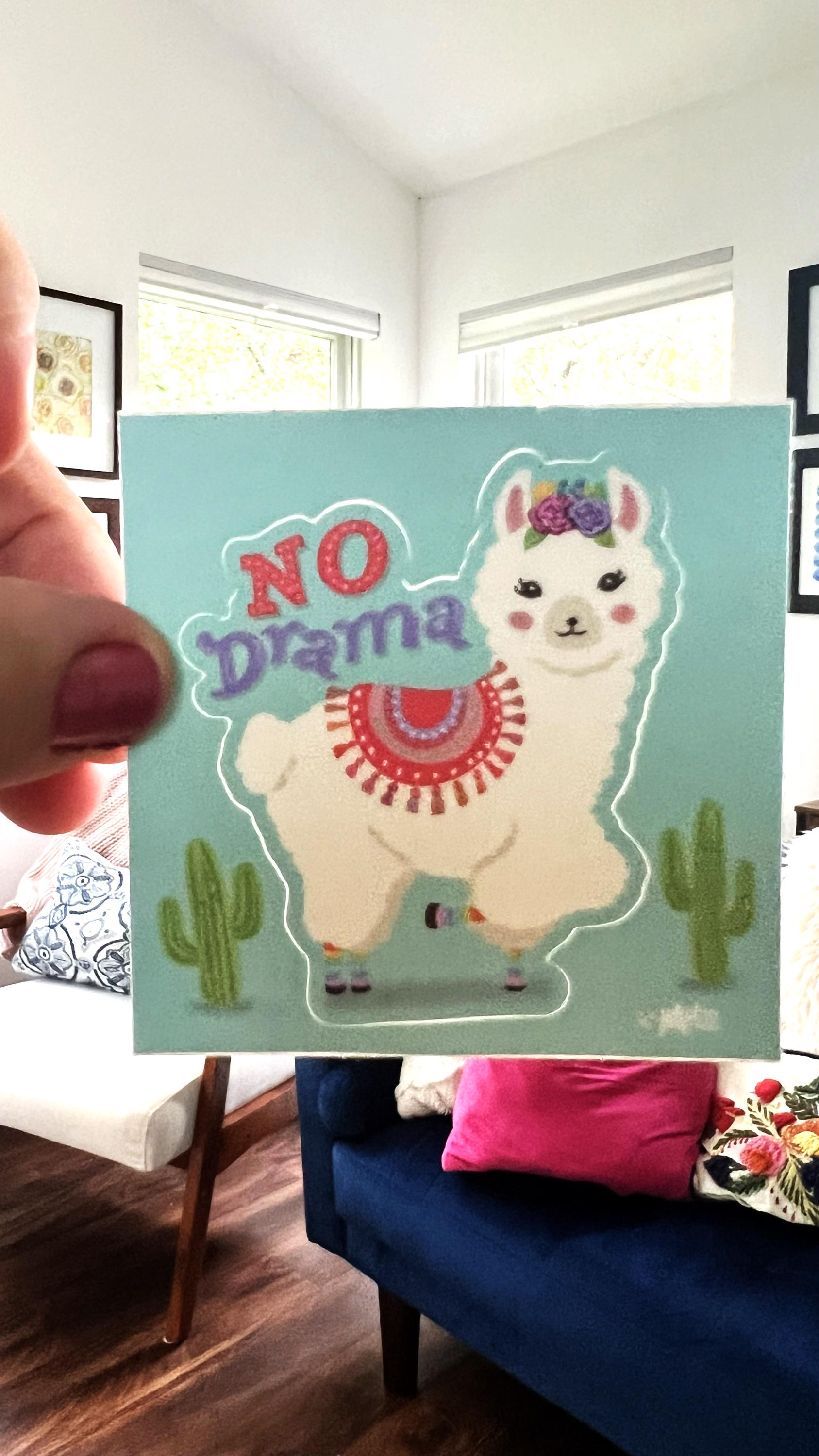 No Drama Llama Sticker | Funny Llama Sticker | Original Art Sticker | Laptop Sticker