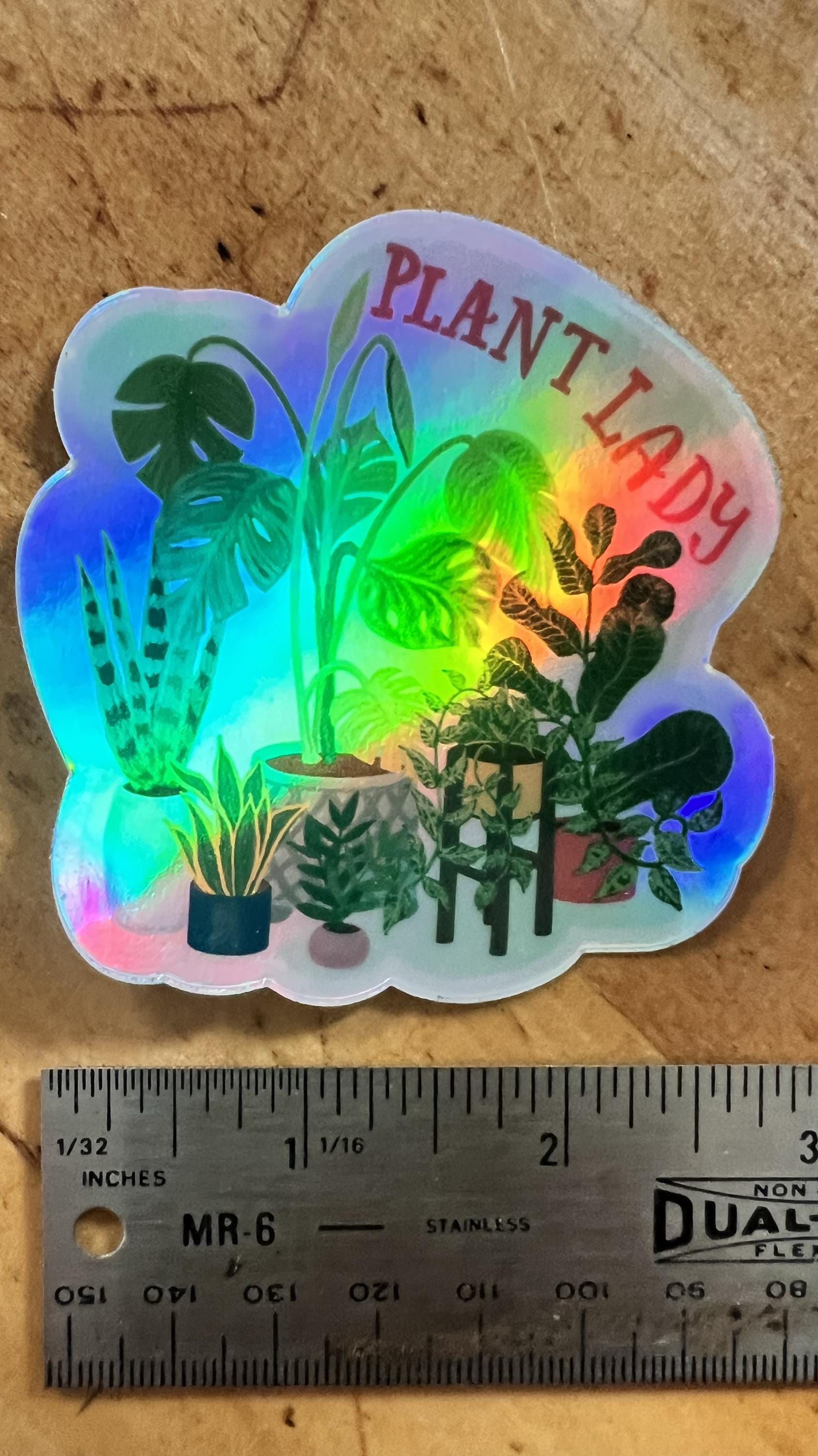 Plant Lady Holographic Sticker | Botanical Vinyl Decal (Waterproof)