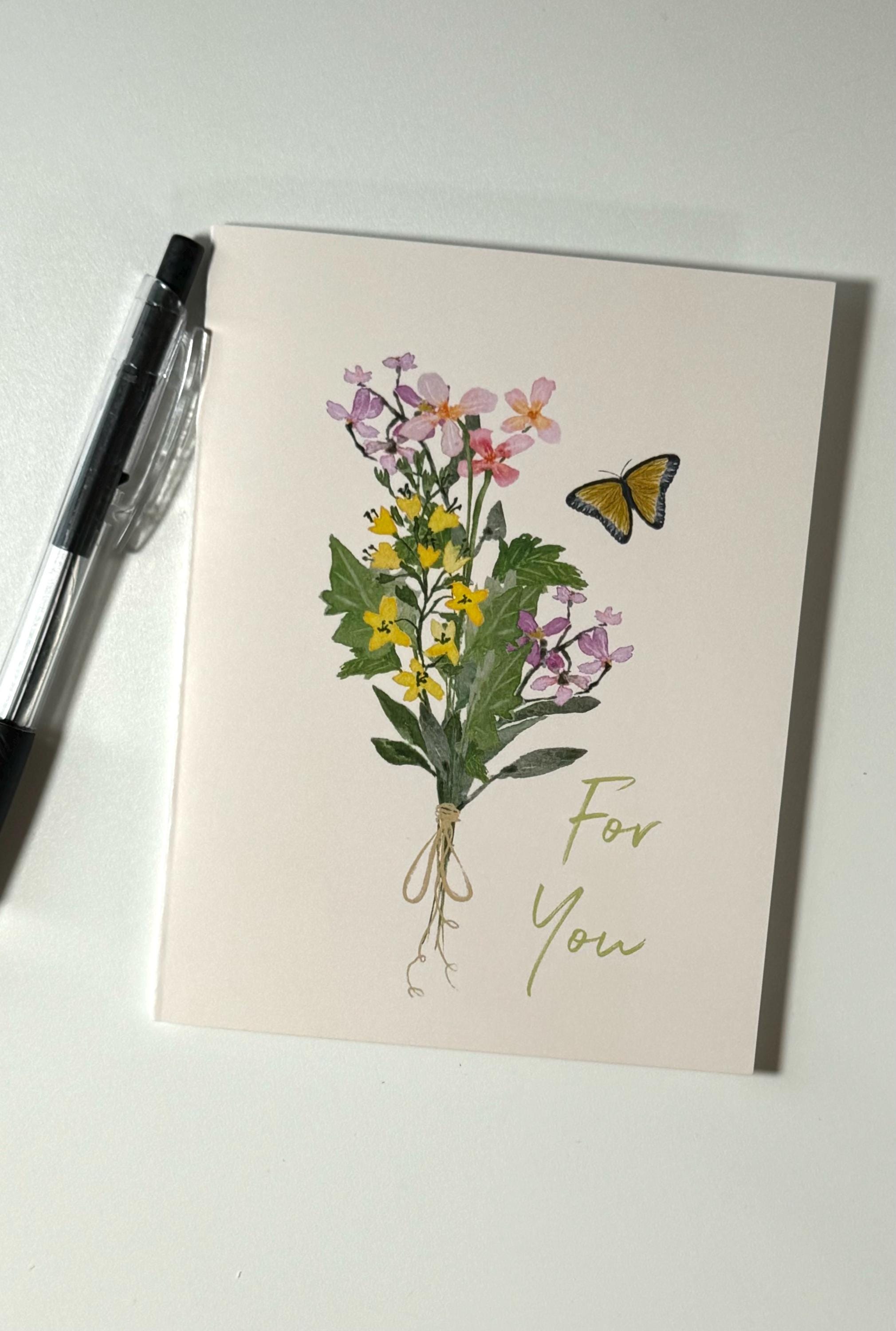 Watercolor Flower Bouquet Card: Friendship, Family, Everyday Gift