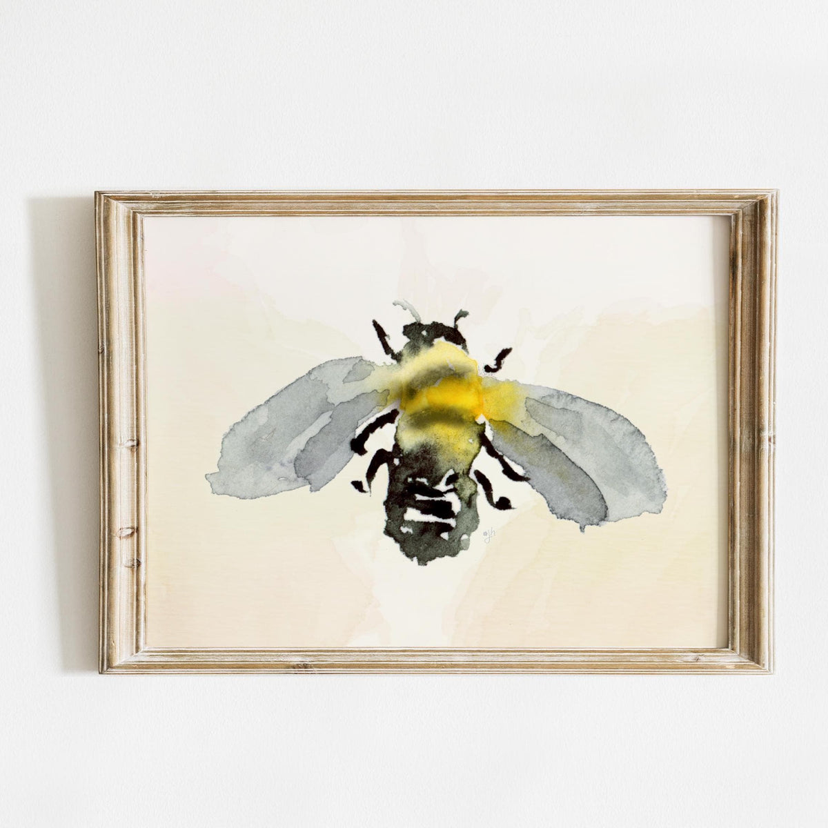 Watercolor Bee Art Print: Honeybee Painting, Unframed