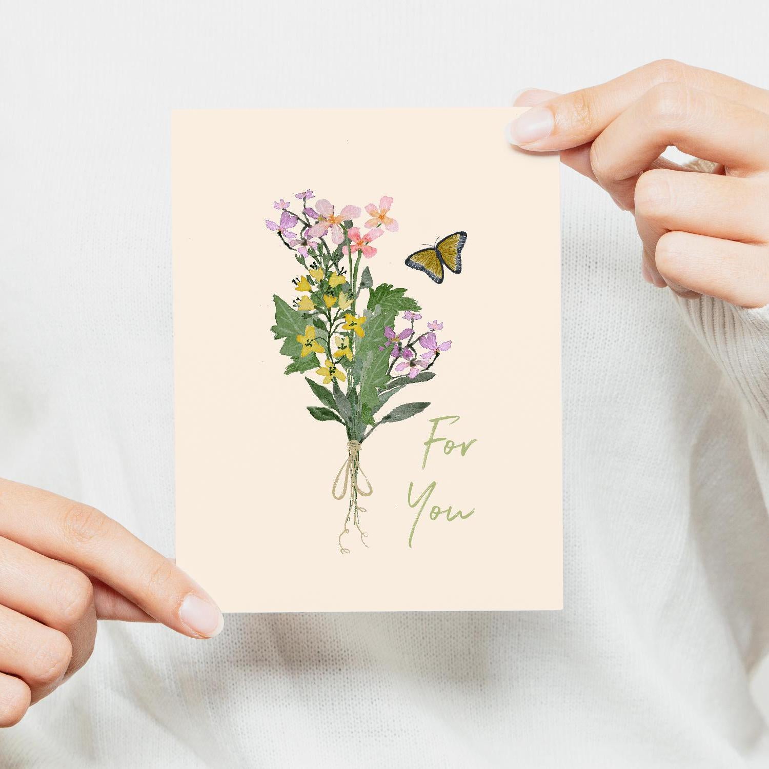 Watercolor Flower Bouquet Card: Friendship, Family, Everyday Gift