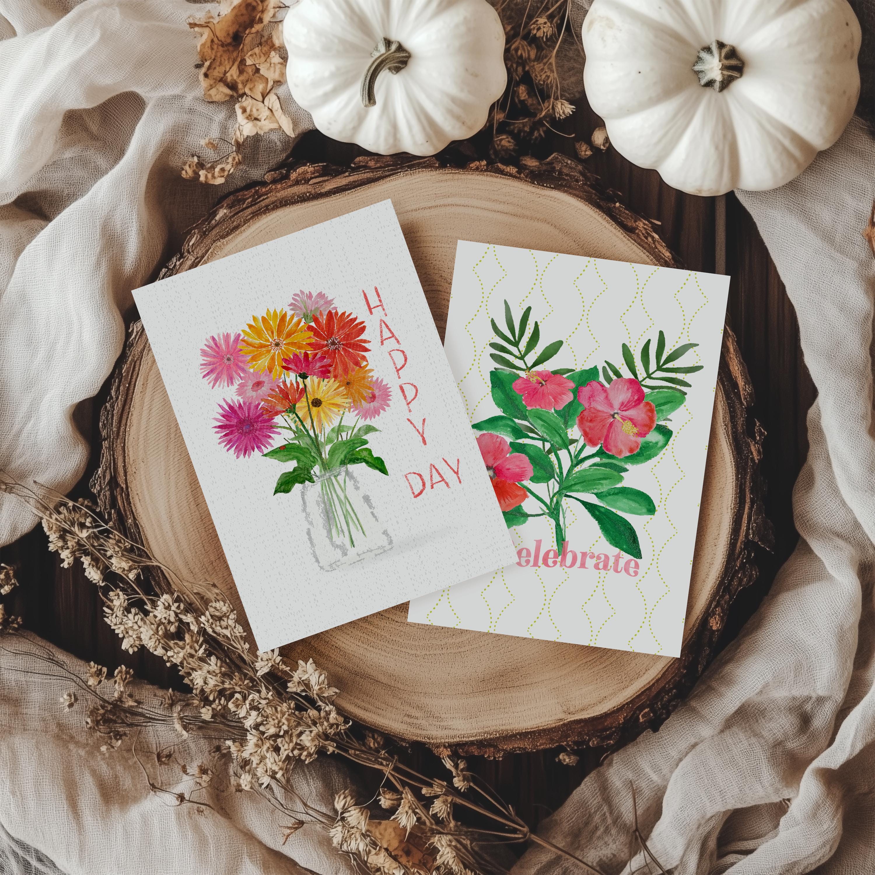 Watercolor Gerbera Daisy Card: Friendship, Inspiration, Happy Day
