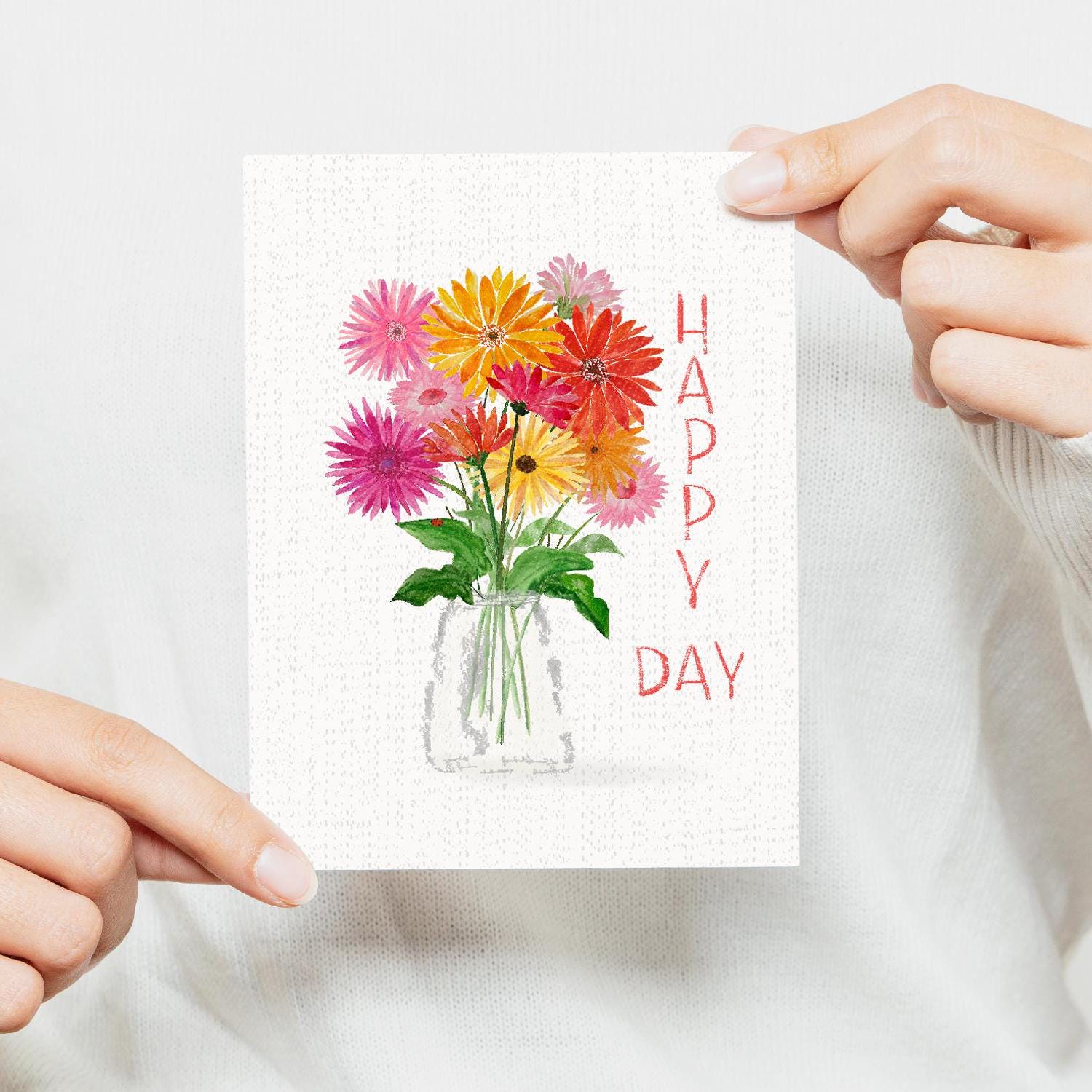 Watercolor Gerbera Daisy Card: Friendship, Inspiration, Happy Day