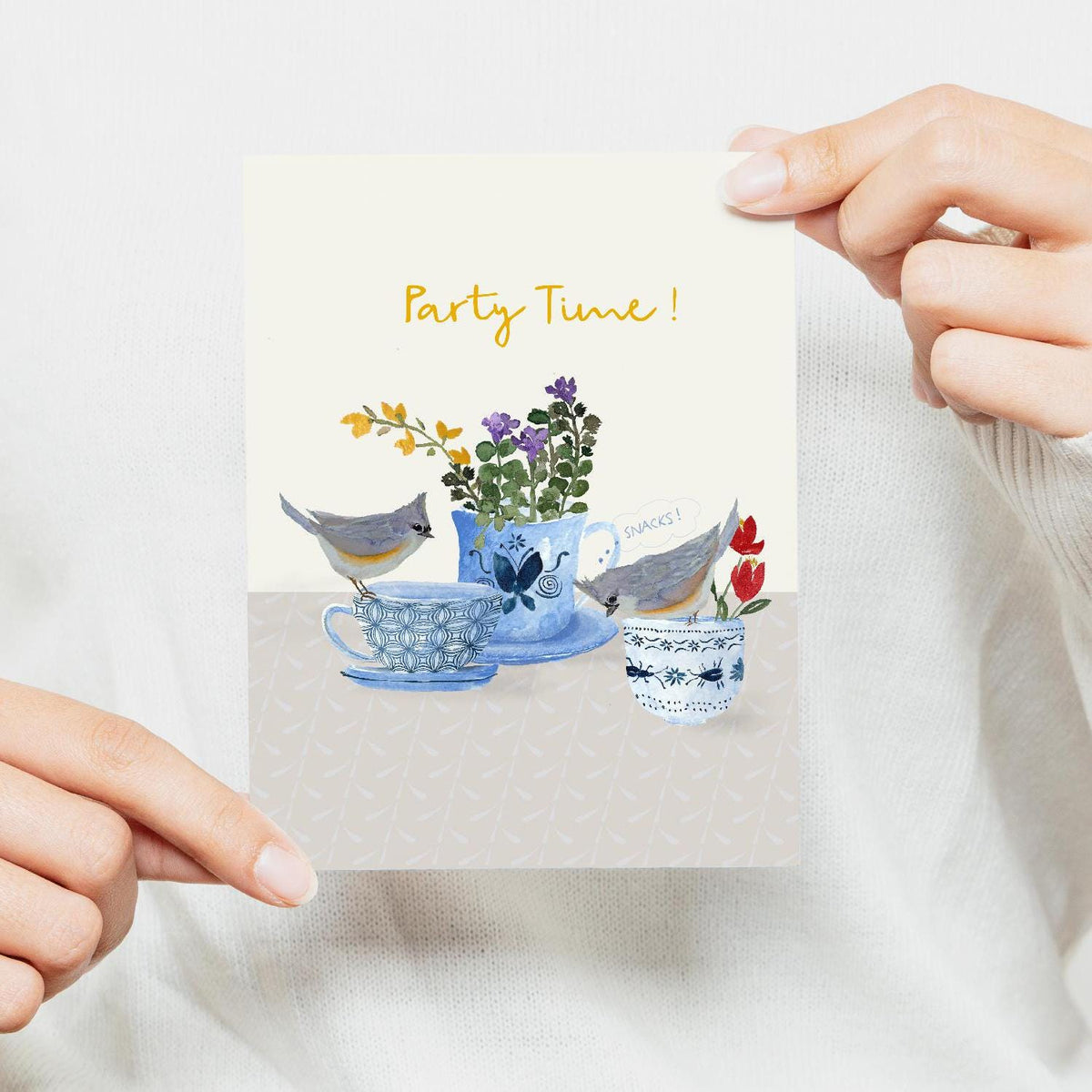 Party Time Tea greeting card, everyday celebration, blank card