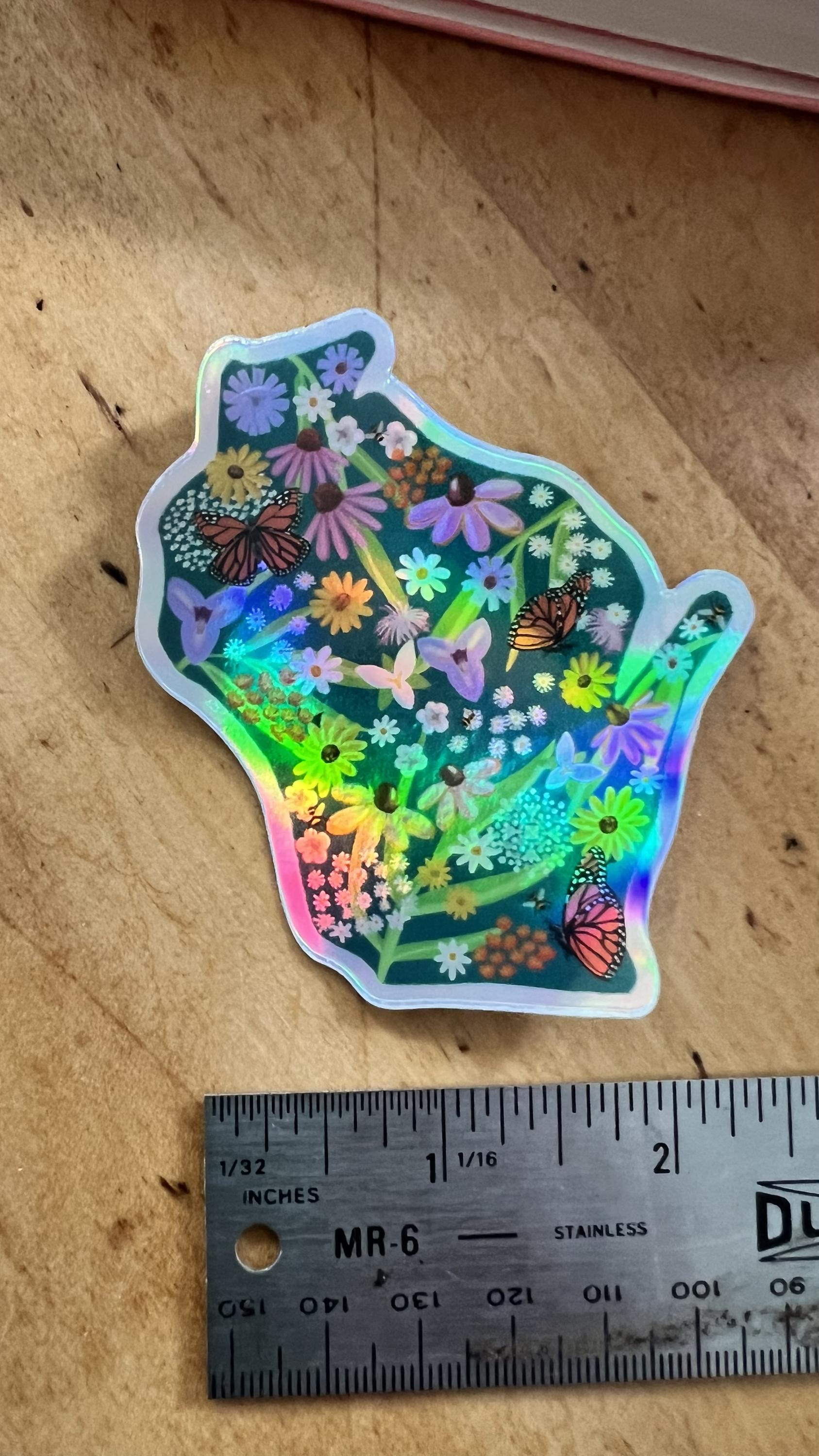 Wisconsin Wildflowers Holographic Sticker | Original Botanical Art