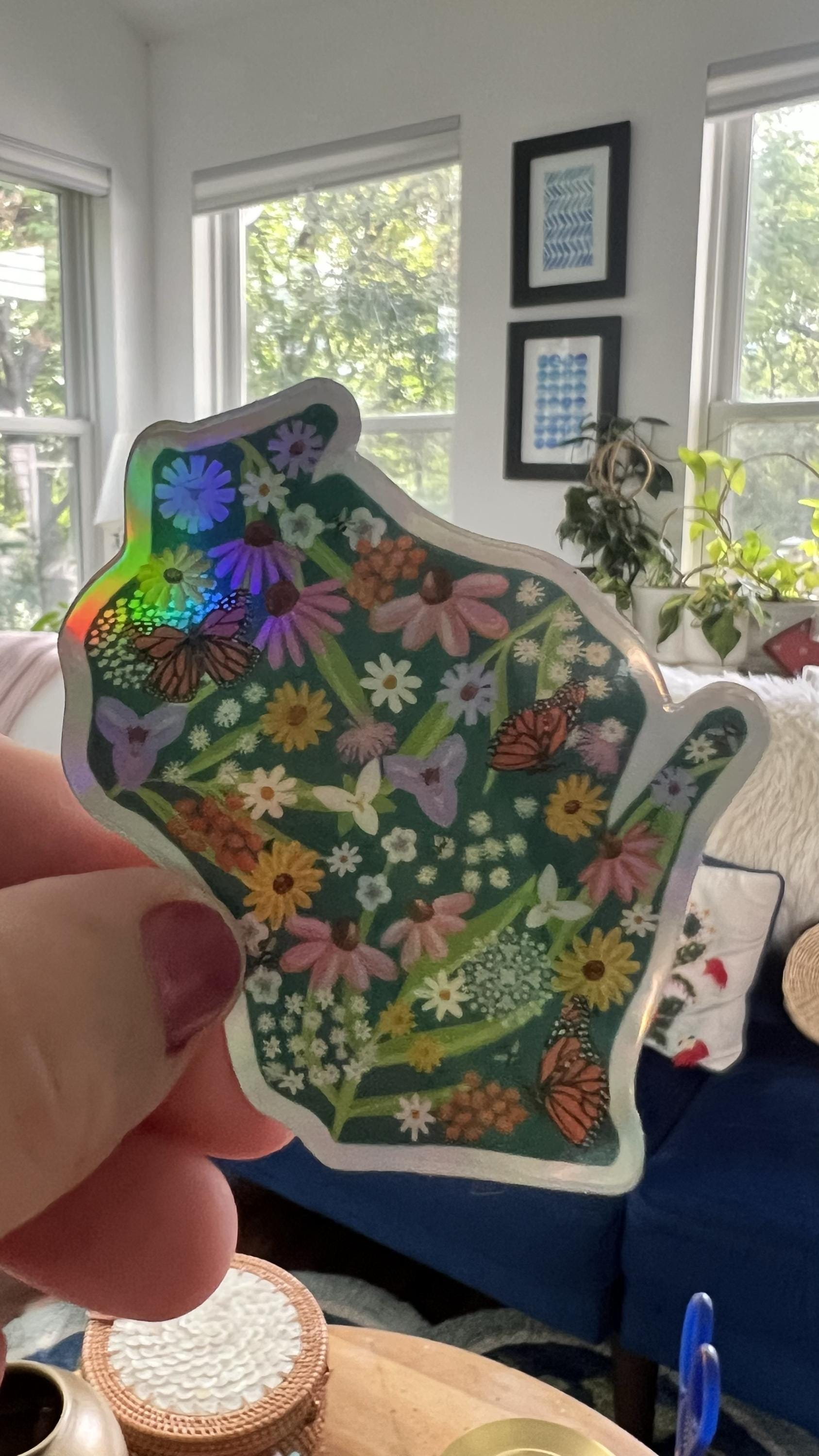 Wisconsin Wildflowers Holographic Sticker | Original Botanical Art