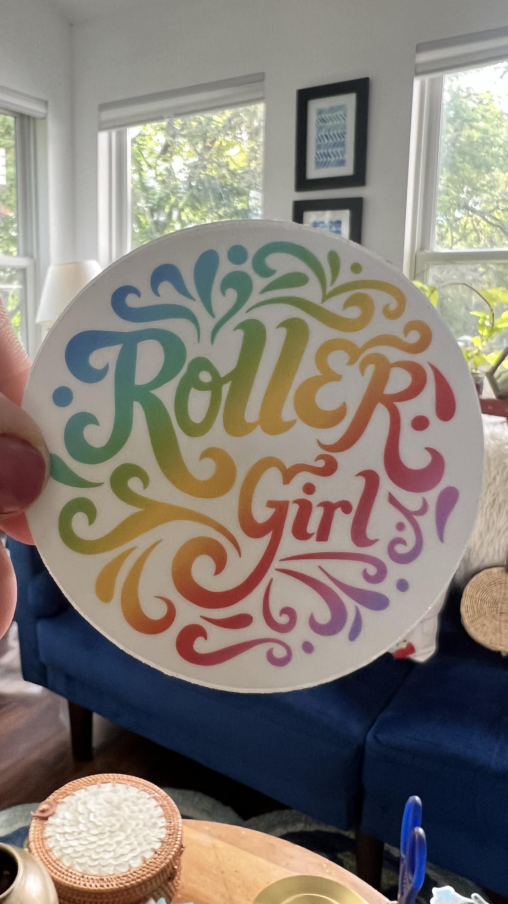 Retro Roller Girl Sticker | 70s Disco Skater Vinyl Decal