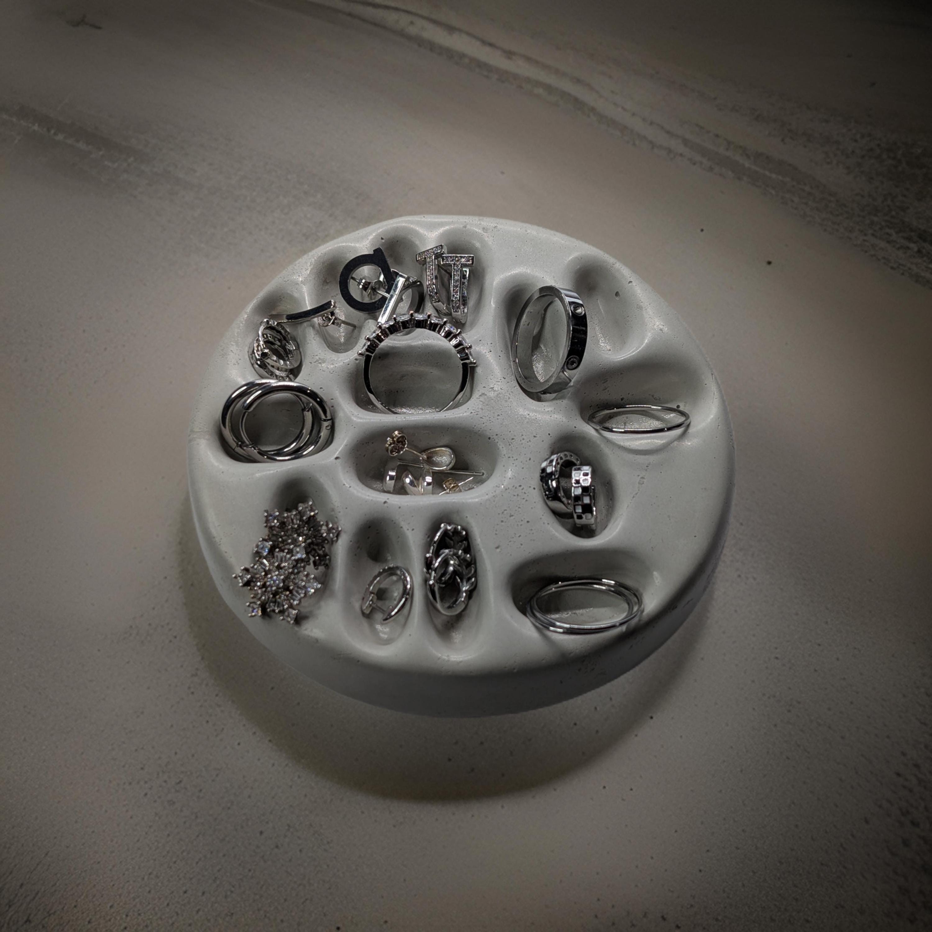 Concrete Minimalist Ring & Earring Jewelry Organizer| Modern Home Organization