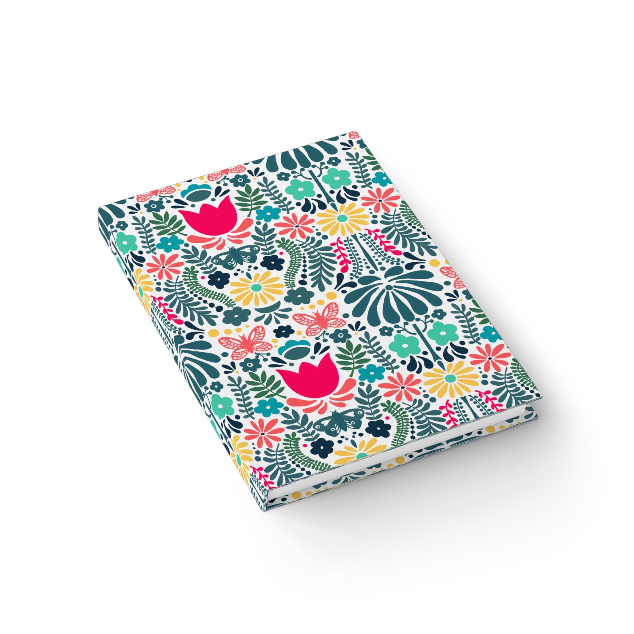 Journal - Ruled Line, Scandi Color Pop Pattern Design Floral Notebook, Diary, Planner, Writing Journal, Bullet Journal, Gift for Writers
