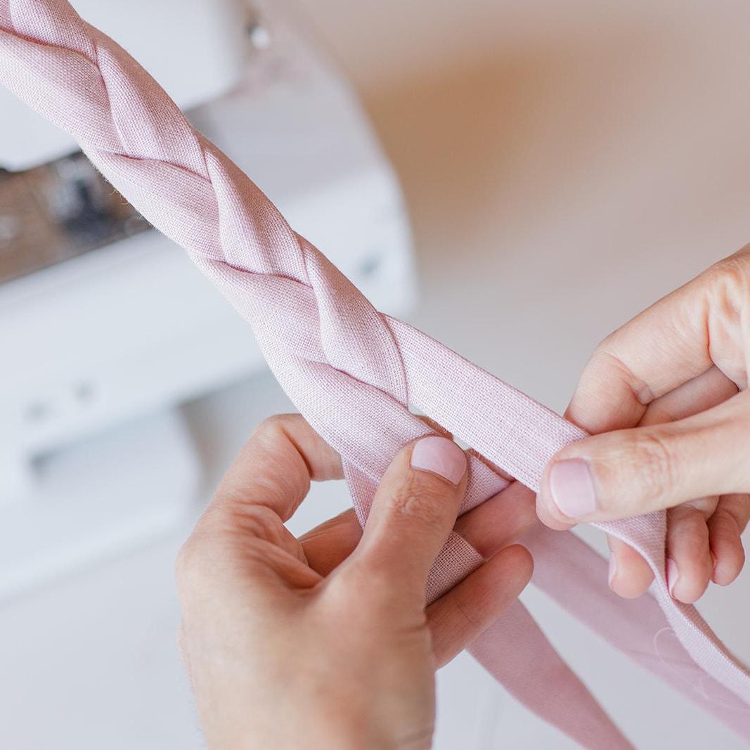 Pale Pink Linen Braided Headband: Comfortable Alice Band, Handmade in USA