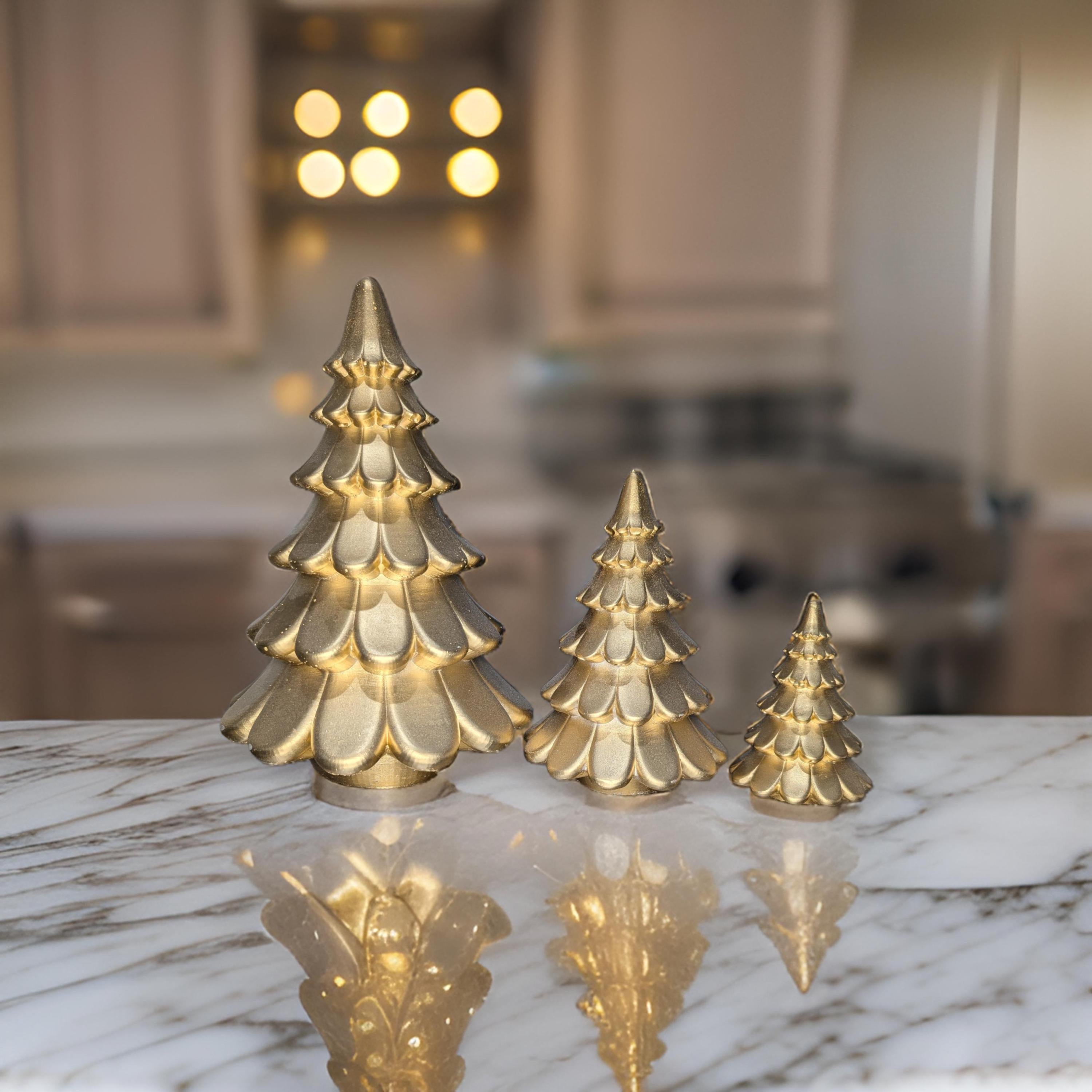 Concrete Christmas Trees, Modern Holiday Decor, Minimalist Christmas Decorations, Cement Tree Set, Gold Silver Natural Concrete, 4" 6" 8"
