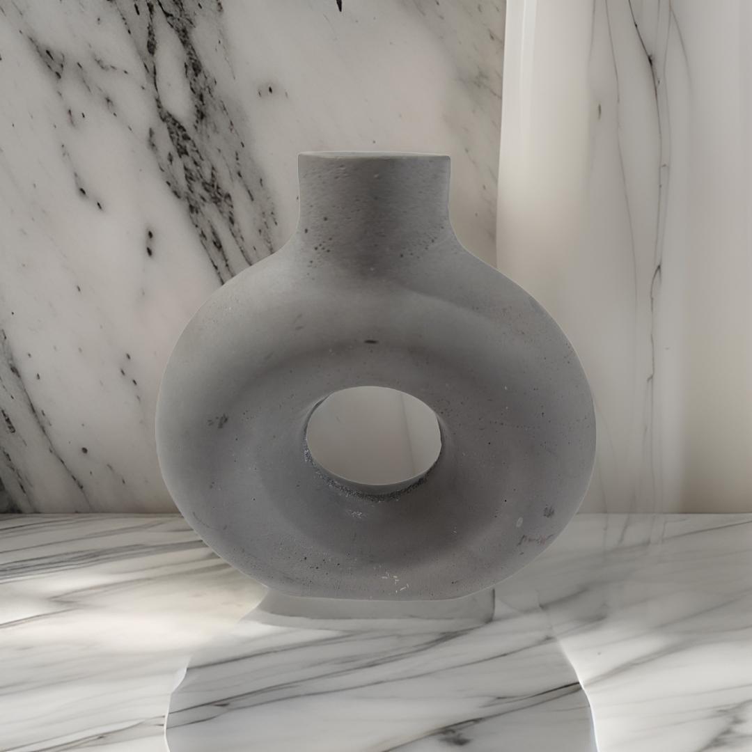 Large Round Concrete Minimalist Vase