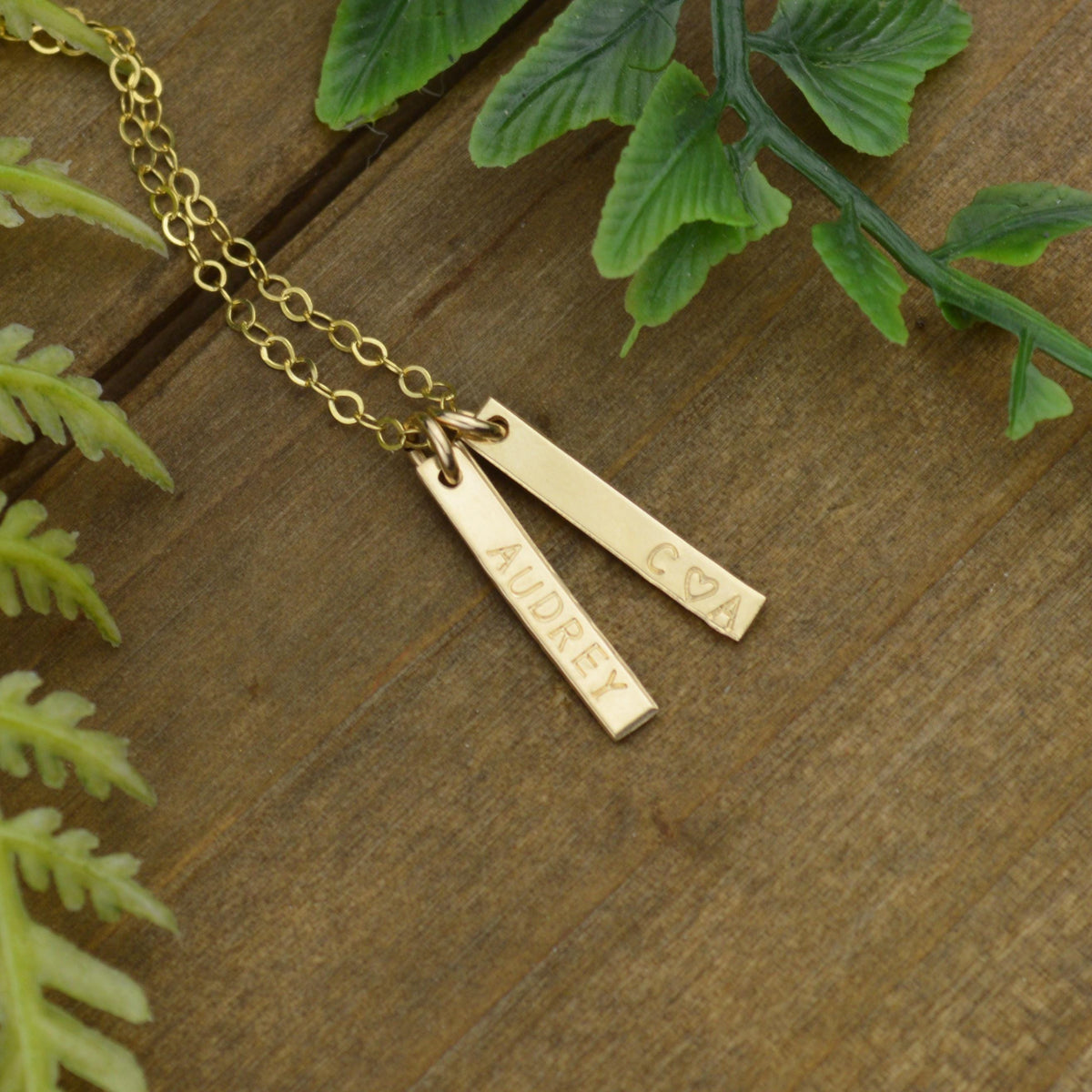 Custom Name Necklace: Hand Stamped Sterling Silver Charm, Family Jewelry