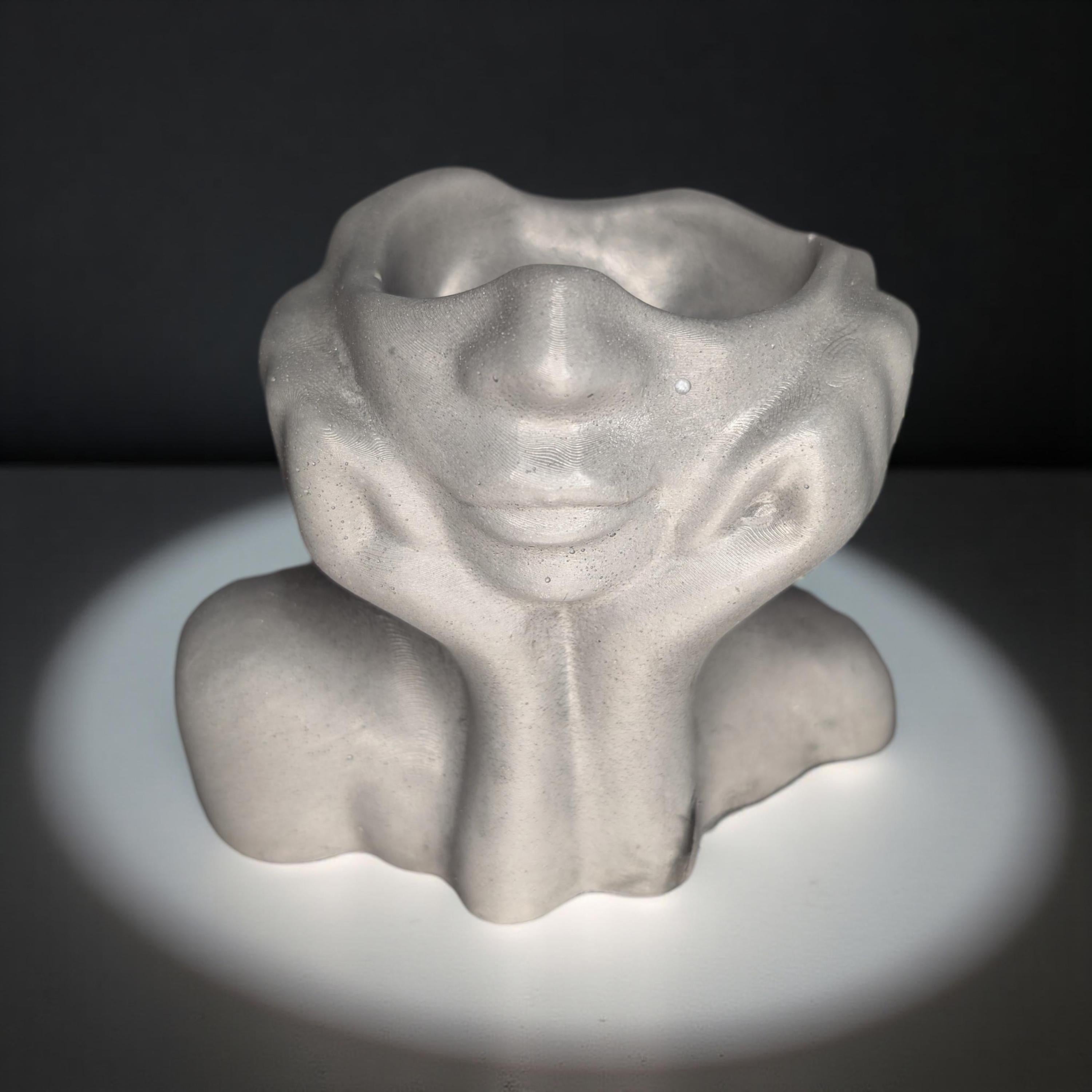 Abstract Face Concrete Head Planter / Sculptural Vase — Modern Minimalist Artistic Home Décor