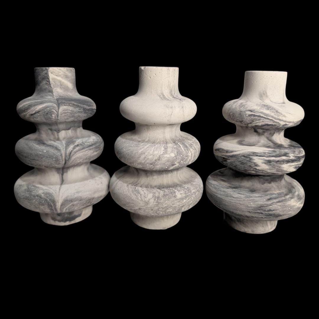 Modern Stacked Bubble Concrete Vase - Grey Geometric Nordic Home Decor - Minimalist Sculptural Bud Vase -Unique Industrial Housewarming Gift